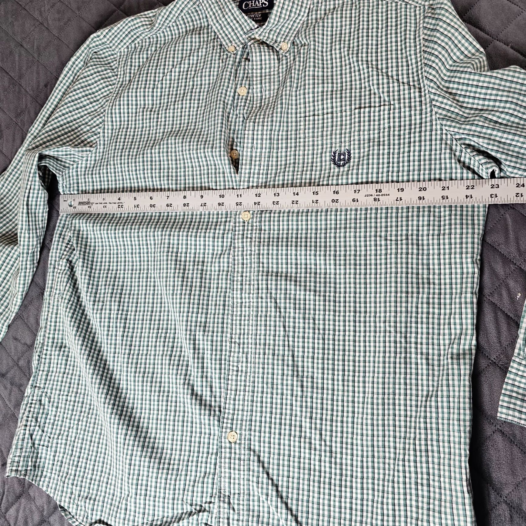 Chaps Chaps Button-Up Shirt Men L Green Long Sleeve Check Pattern Stretch Casual Formal Business Workwear Size US L / EU 52-54 / 3 - 6 Thumbnail