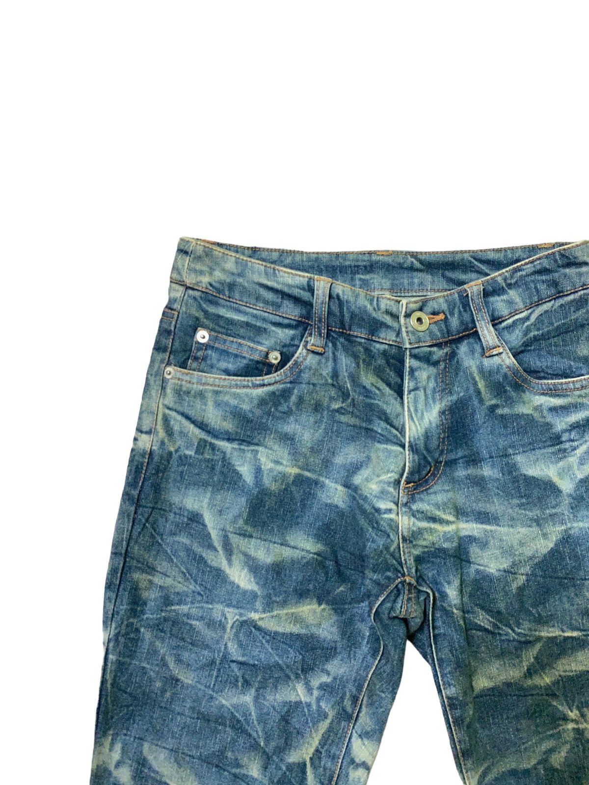 Japanese Brand Flared Smoked Acid Wash Bootcut Denim Jeans Size US 26 / EU 42 - 4 Thumbnail