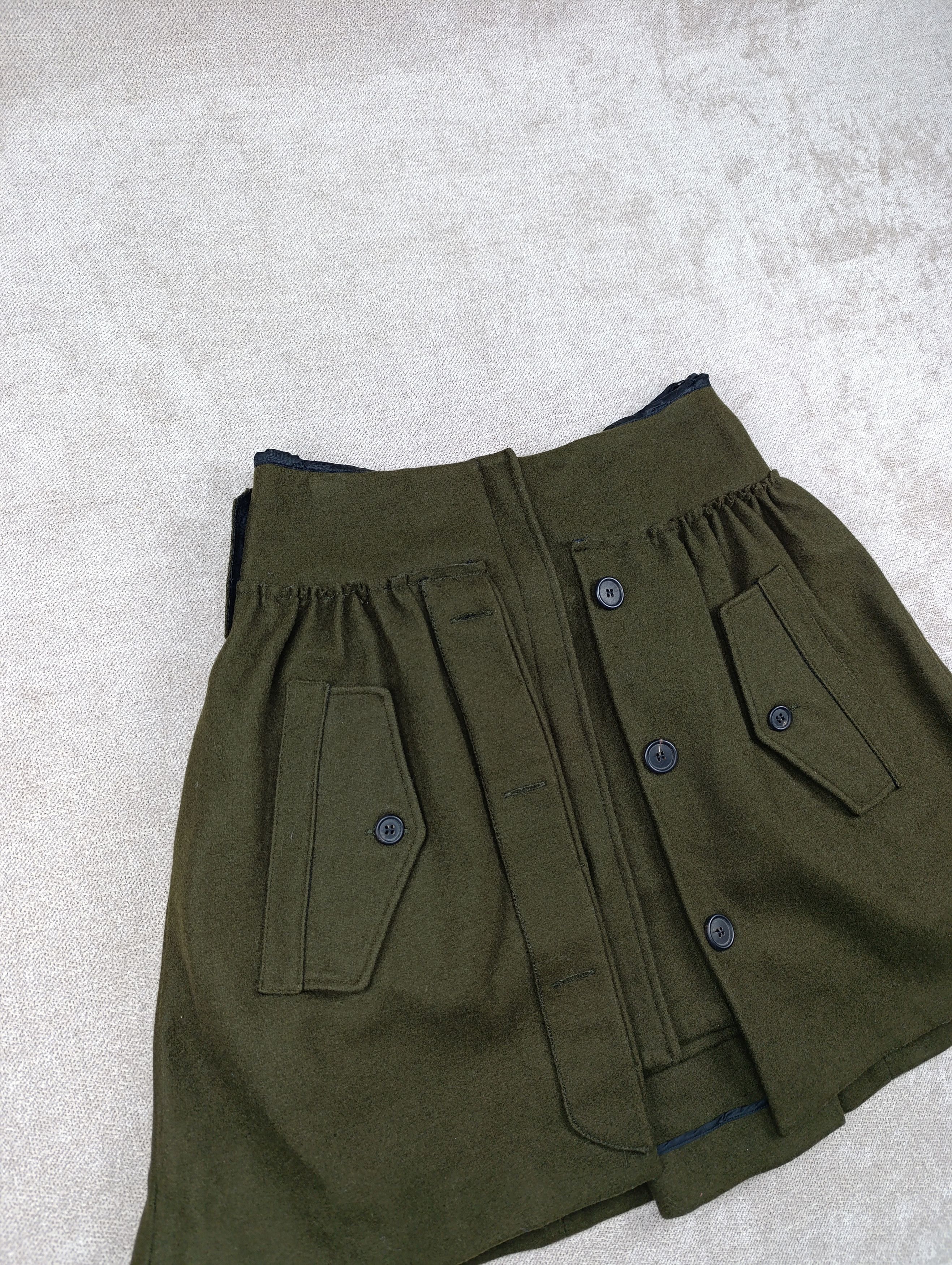 Miu Miu MIU-MIU CHOPPY WOOL PLEATED DARK GREENISH BROWN SKIRT Size 25" / US 0 / IT 36 - 7 Thumbnail