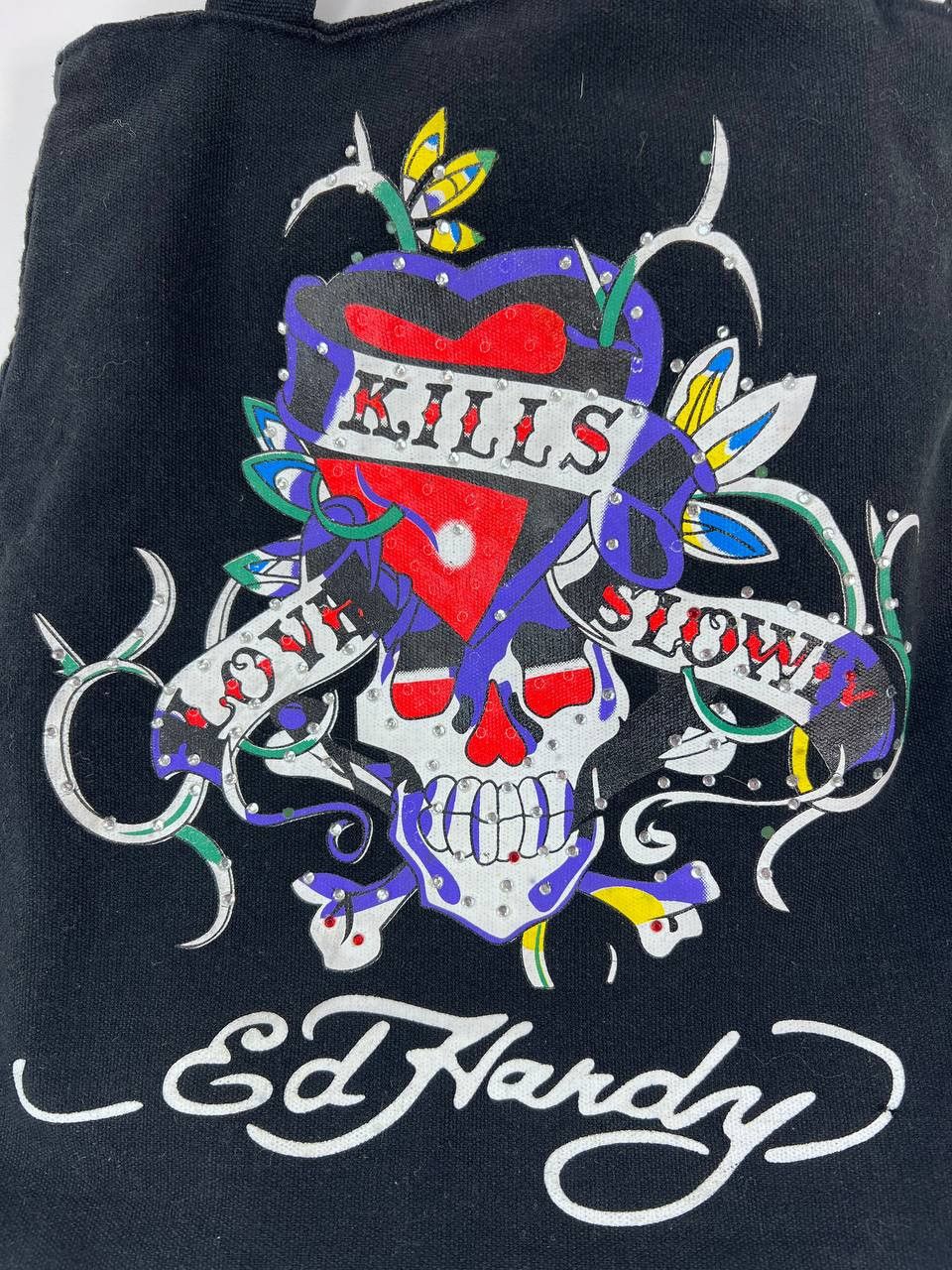 Ed Hardy Ed Hardy Love Kills Slowly Skull Tote Bag Y2k Tattoo Style Size ONE SIZE - 2 Thumbnail