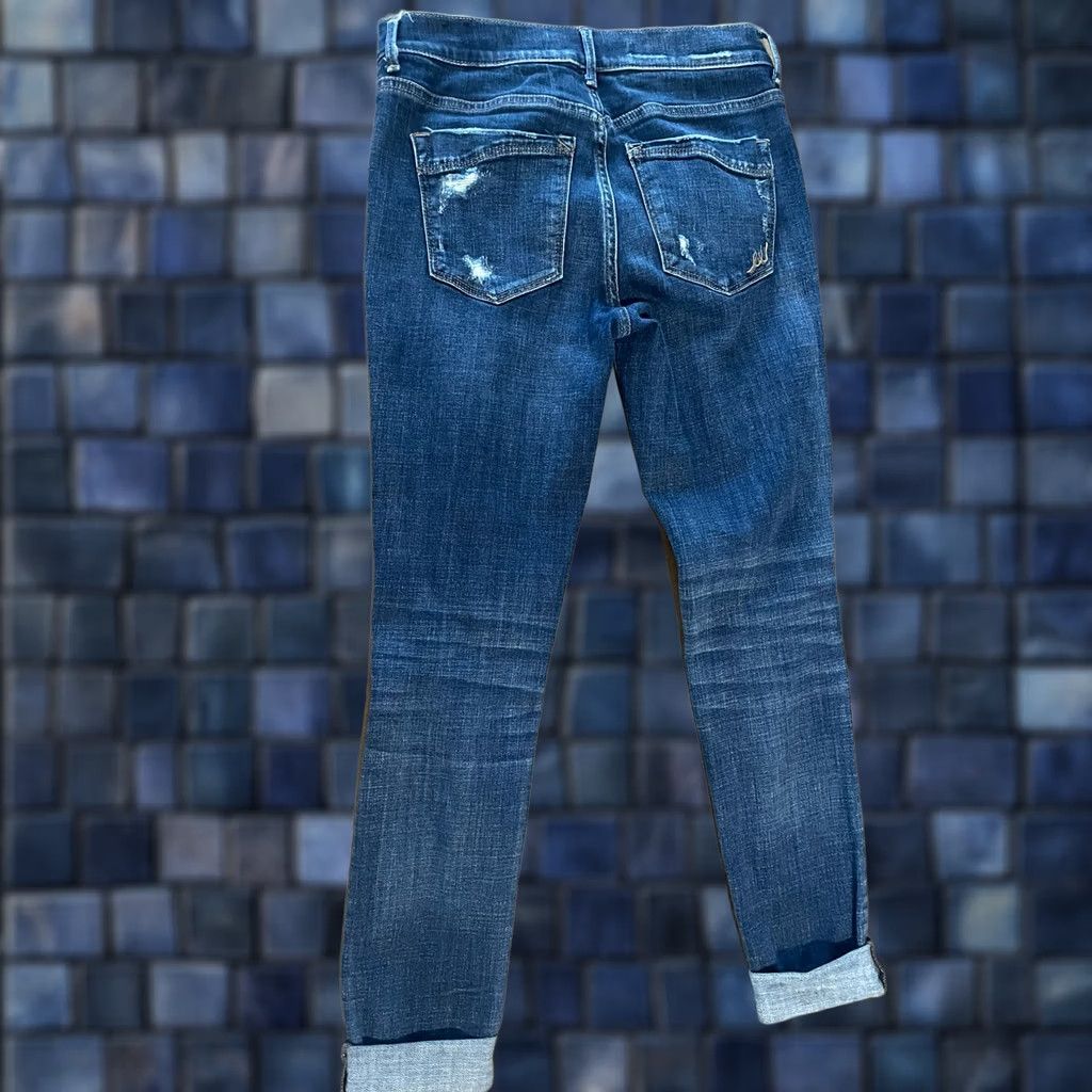 Express Express Jeans Womens 4 28x25 Mia Mid Rise Ankle Cuff Distressed Skinny Denim Jeans Size 28" / US 6 / IT 42 - 1 Thumbnail