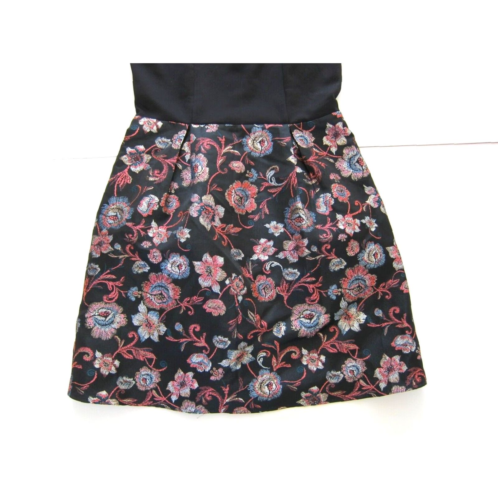 Vintage Francesca's Fit & Flare Dress L - Floral Pink Black Metallic Silver Pockets, V-Neck, Sleeveless, Knee Length, Back Zip, Woman, Coat Size L / US 10 / IT 46 - 6 Thumbnail
