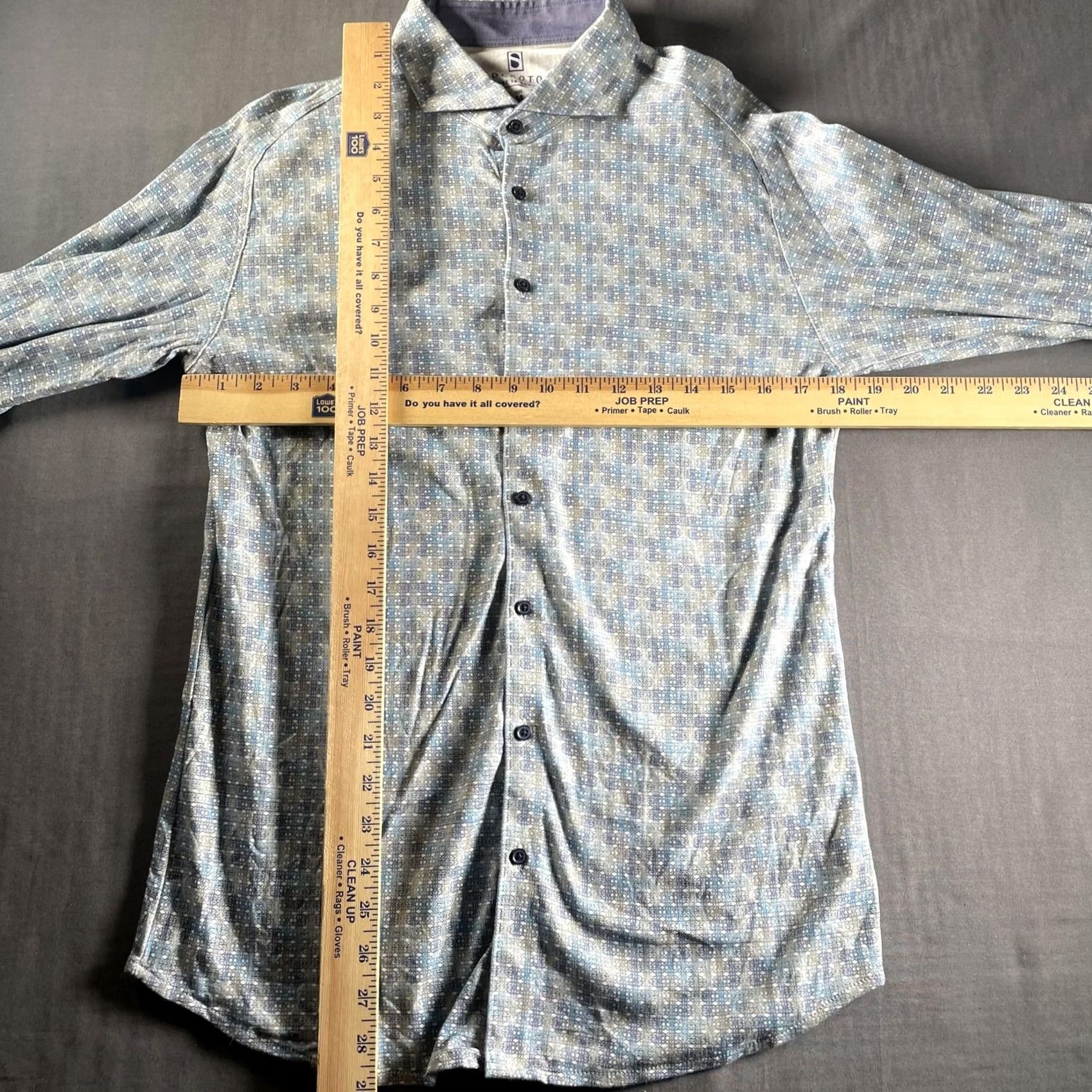 Vintage Desoto Shirt Mens M Blue Gray Patterned Button-Down Long Sleeve Cotton Size US M / EU 48-50 / 2 - 4 Thumbnail