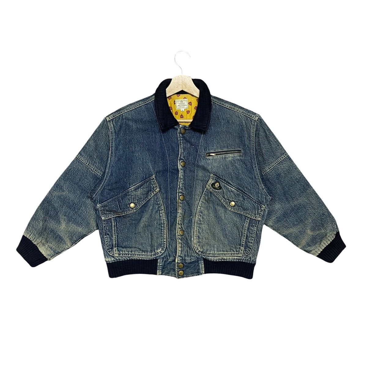 Big John Vintage 90s Big John Utility Denim Bomber Jacket Boxy Fit Size US L / EU 52-54 / 3 - 2 Thumbnail