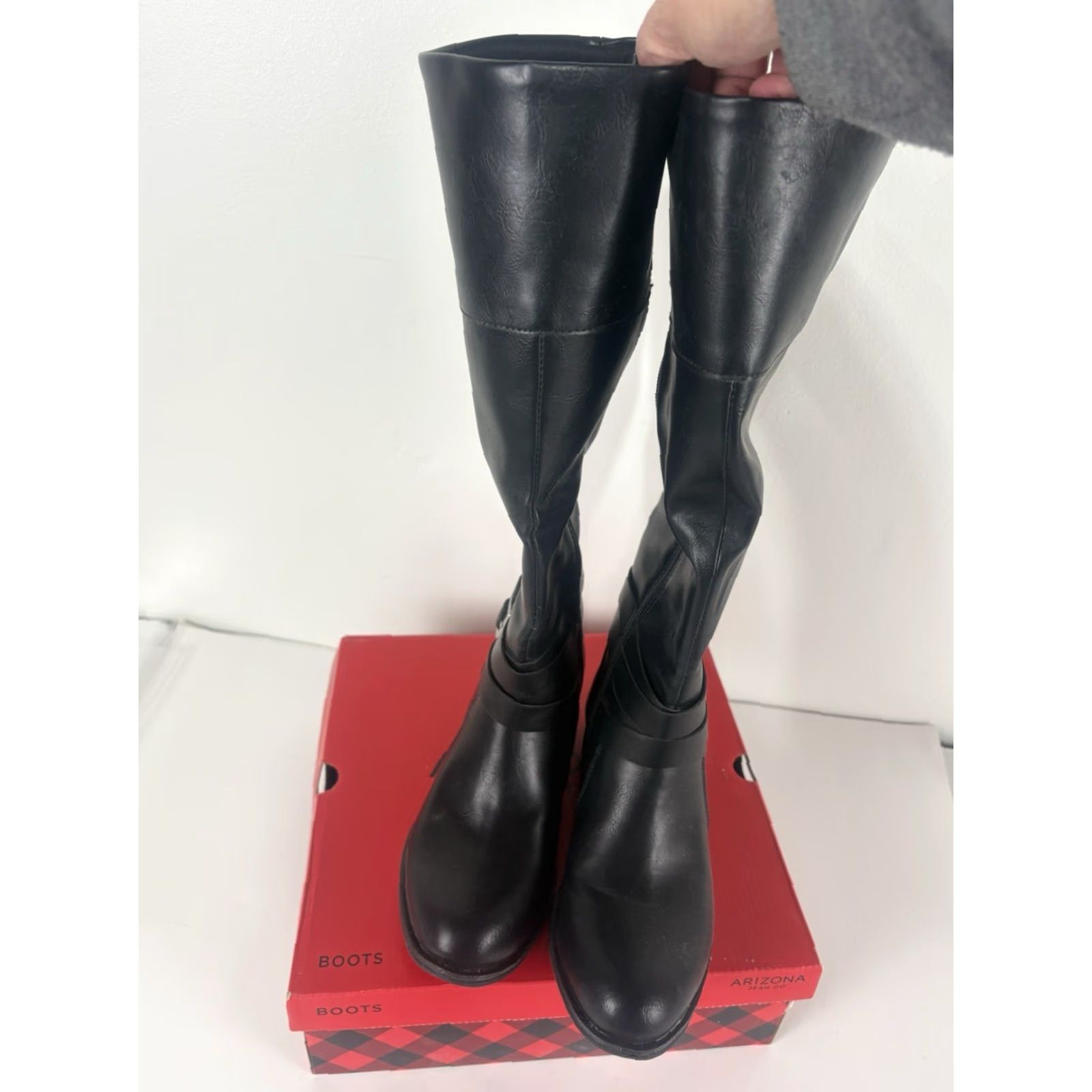 Vintage Arizona Denmark Black Faux Leather Knee High Riding Boots Womens Size 7.5M Size US 7.5 / IT 37.5 - 4 Thumbnail