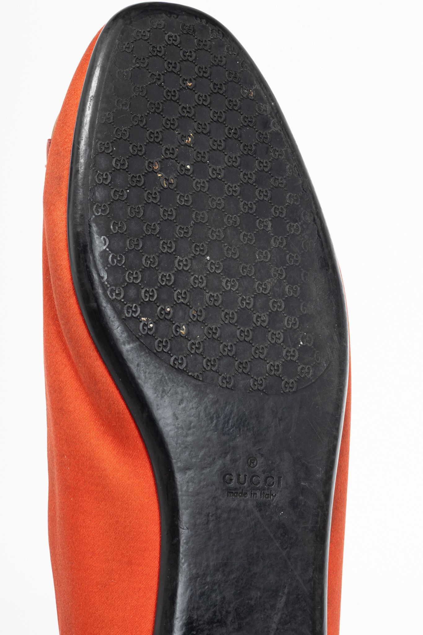Gucci Gucci Orange Satin Crystal-Horsebit Ballet Flats Size US 8.5 / IT 38.5 - 6 Thumbnail