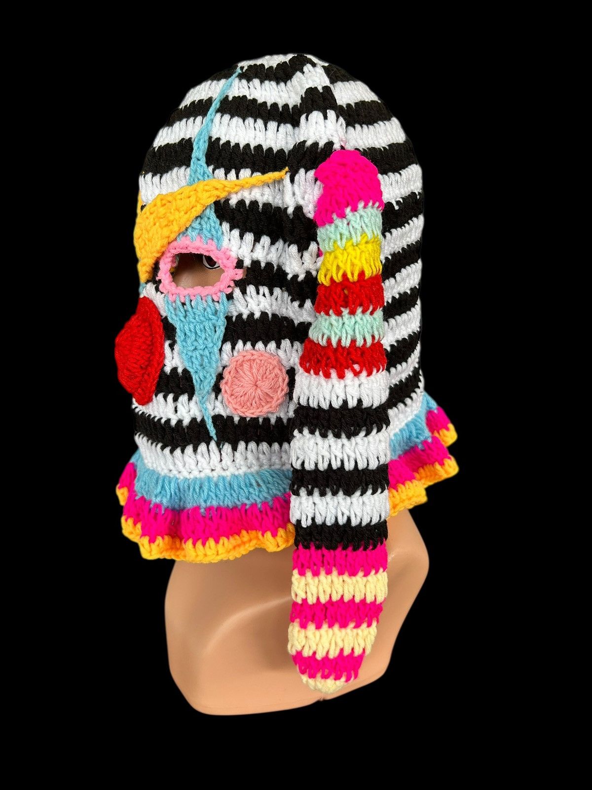 Japanese Brand × Kapital × Vintage Very Rare Crochet Knitted Handmade Balaclava Masked Stripe Size ONE SIZE - 4 Thumbnail