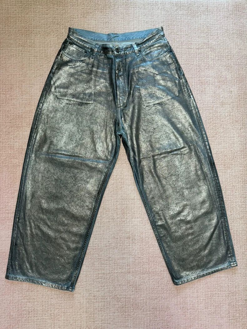 Acne Studios acne studios Silver coated brushed wax jeans 2502  