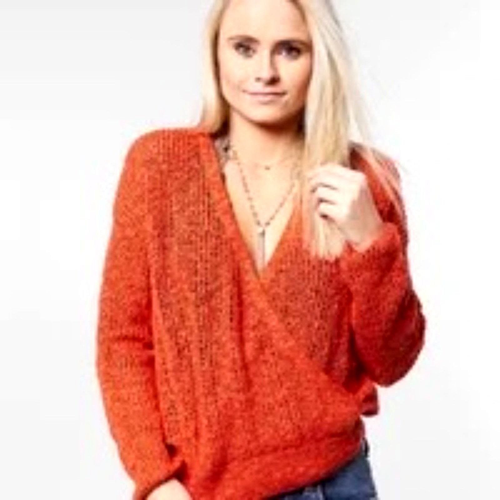 Billabong Billabong Sweet Bliss Loose Knit Wrap Sweater Red Orange L Size L / US 10 / IT 46 - 6 Thumbnail
