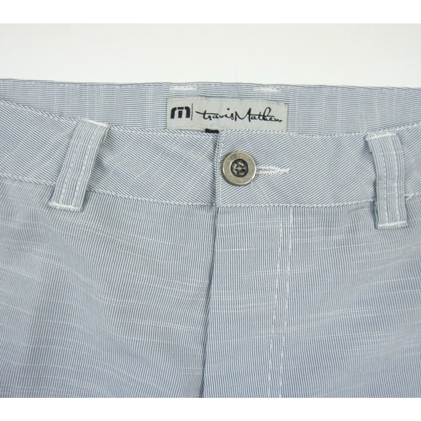 TravisMathew Travis Mathew Shorts Mens 38 Gray Chino 10" Golf Lightweight Stretch Striped Size US 38 / EU 54 - 2 Thumbnail