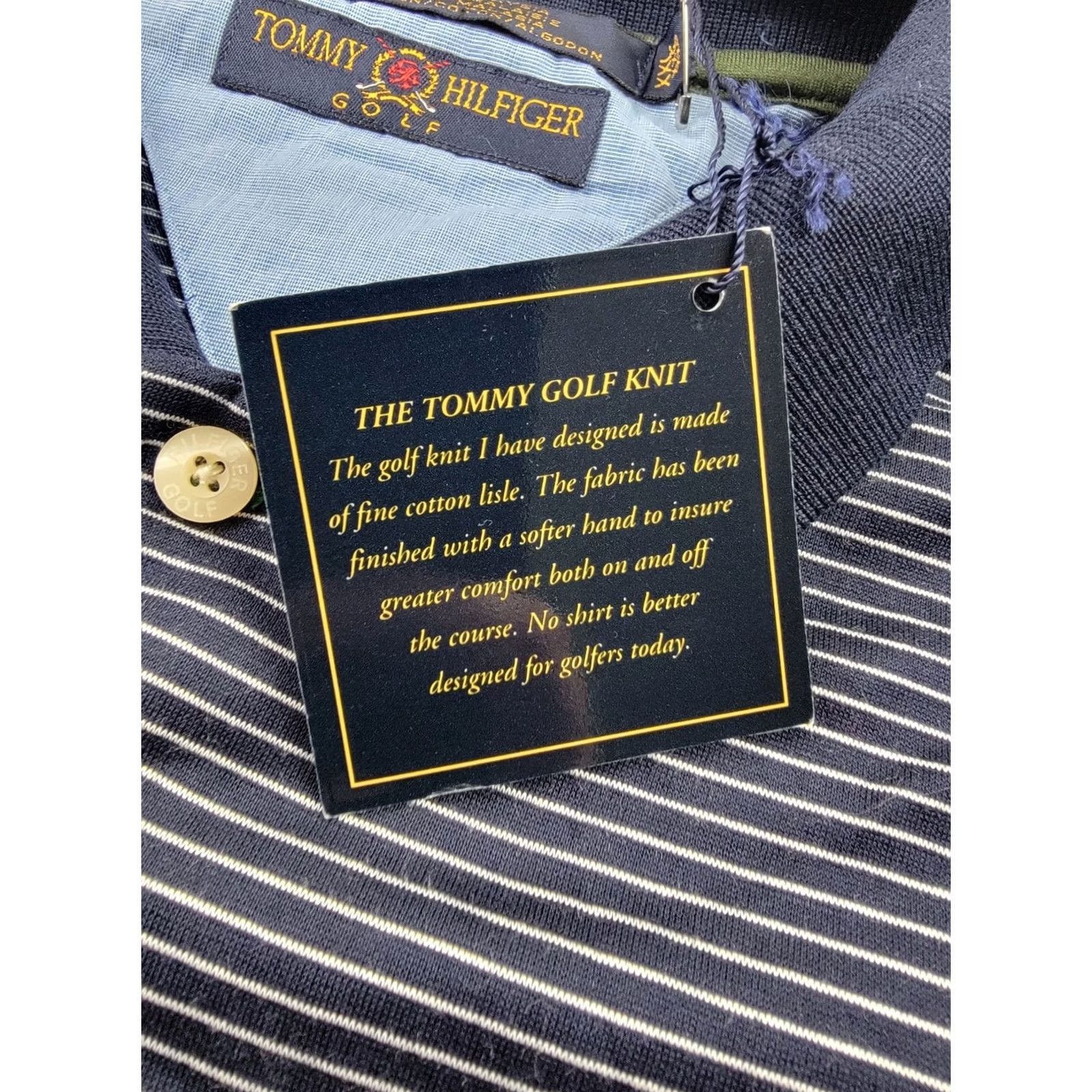 Tommy Hilfiger VINTAGE Tommy Hilfiger Golf Polo Shirt Men’s XXL Navy Striped Short Sleeve Cotton Lisle Classic Golf 2XL Mens Size US XXL / EU 58 / 5 - 6 Thumbnail