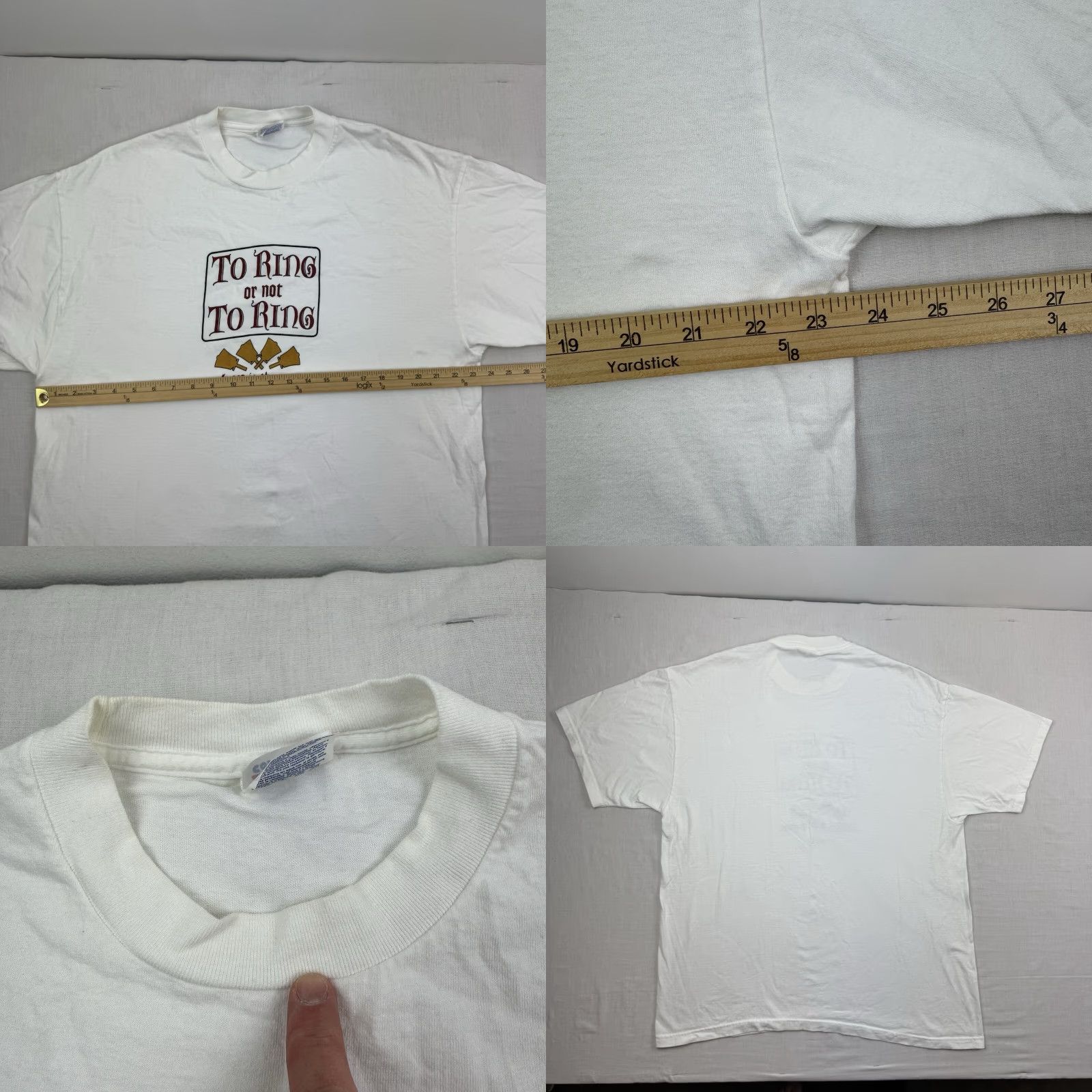 Hanes VINTAGE Hanes T-Shirt Adult XL White 90s Promo Hand Bell Jeffers Supply Men's Size US XL / EU 56 / 4 - 8 Thumbnail