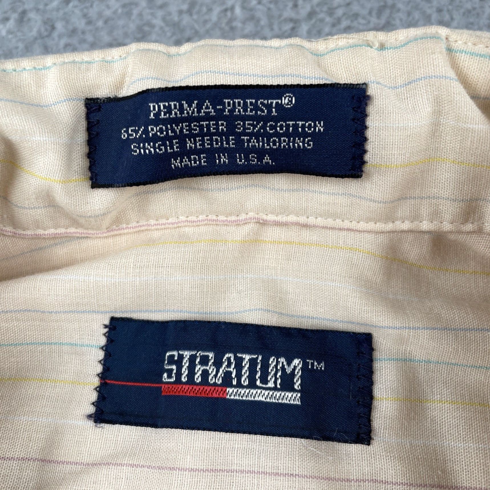 Vintage VINTAGE Stratum Perma Prest Long Sleeve Button Up Shirt 15.5 Large Made In USA Size US L / EU 52-54 / 3 - 5 Thumbnail