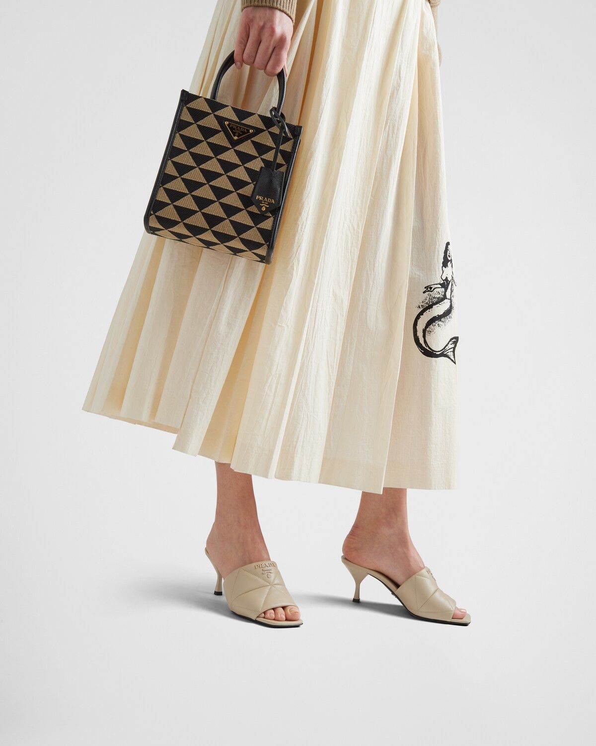 Prada oc11z0625 Quilted Nappa Leather Heeled Sandals in Beige Size US 8 / IT 38 - 3 Thumbnail