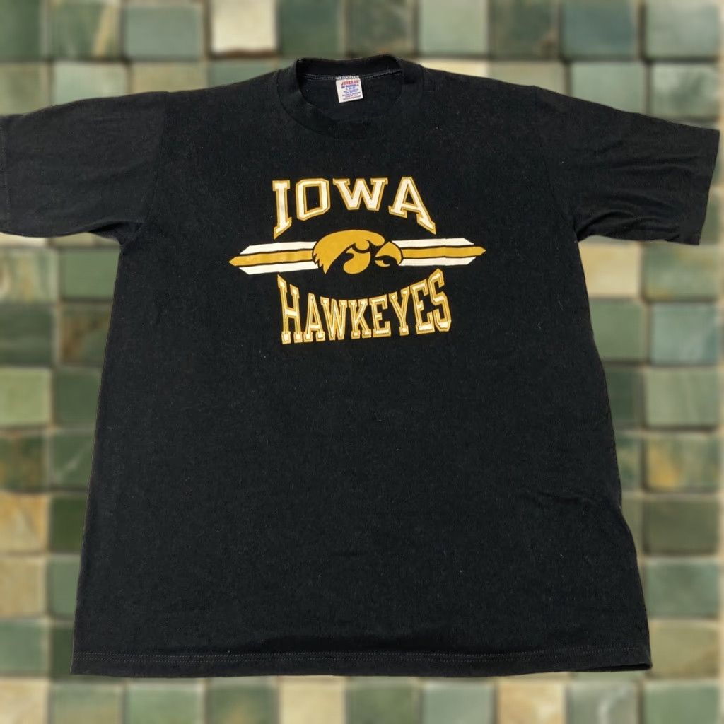 Jerzees VINTAGE Jerzees T Shirt Men’s Large Black USA Made Iowa Hawkeyes Short Sleeve Size US L / EU 52-54 / 3 - 1 Thumbnail