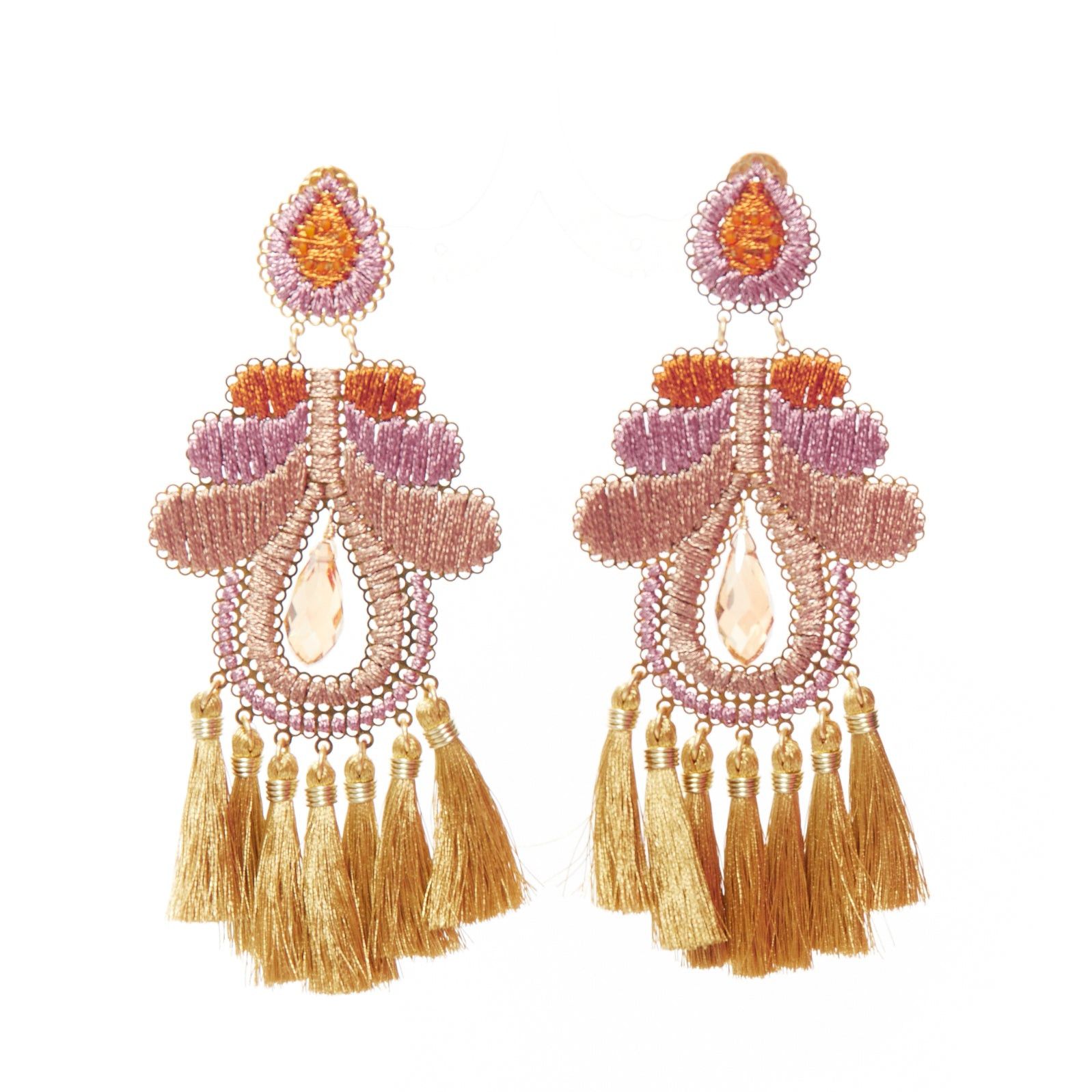 Other MERCEDES SALAZAR pink brown metallic applique clip on earrings Pair Size ONE SIZE - 1 Thumbnail