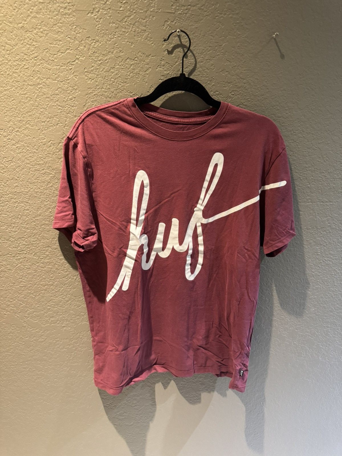 Huf Huf Script Logo Burgundy Short Sleeve Shirt Maroon Soft Size US M / EU 48-50 / 2 - 1 Thumbnail