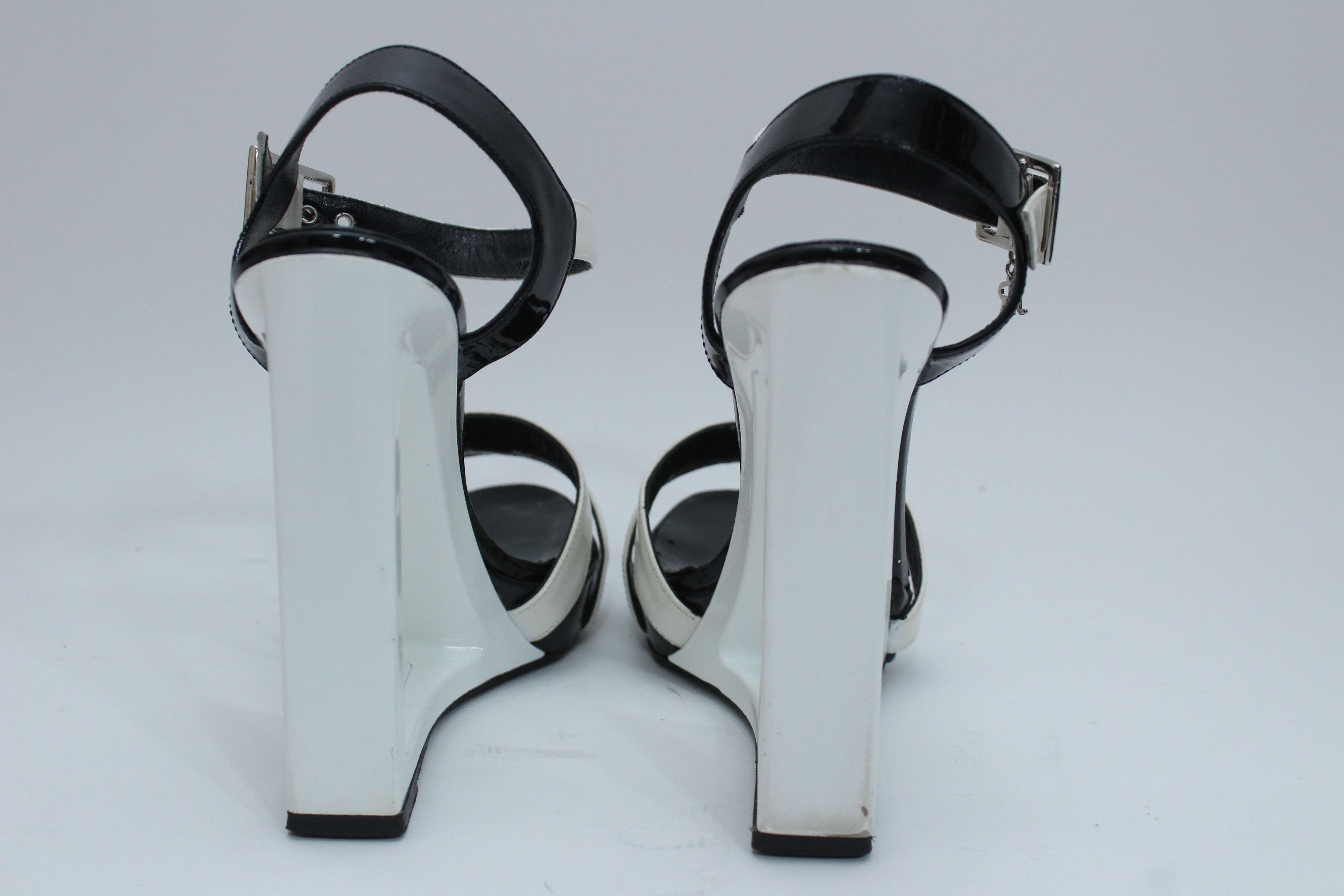 Other John Richmond B&W Wedge Heel Sandals Size 37 Size US 7 / IT 37 - 9 Thumbnail