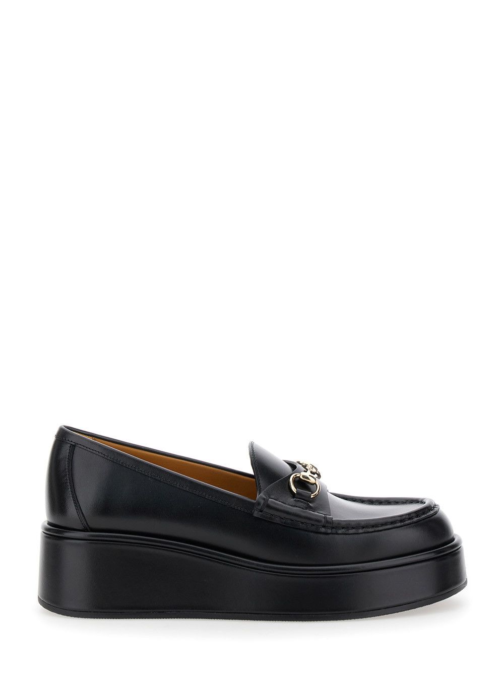 Black Loafers with Oversized Platform in Leather Woman Womenswear