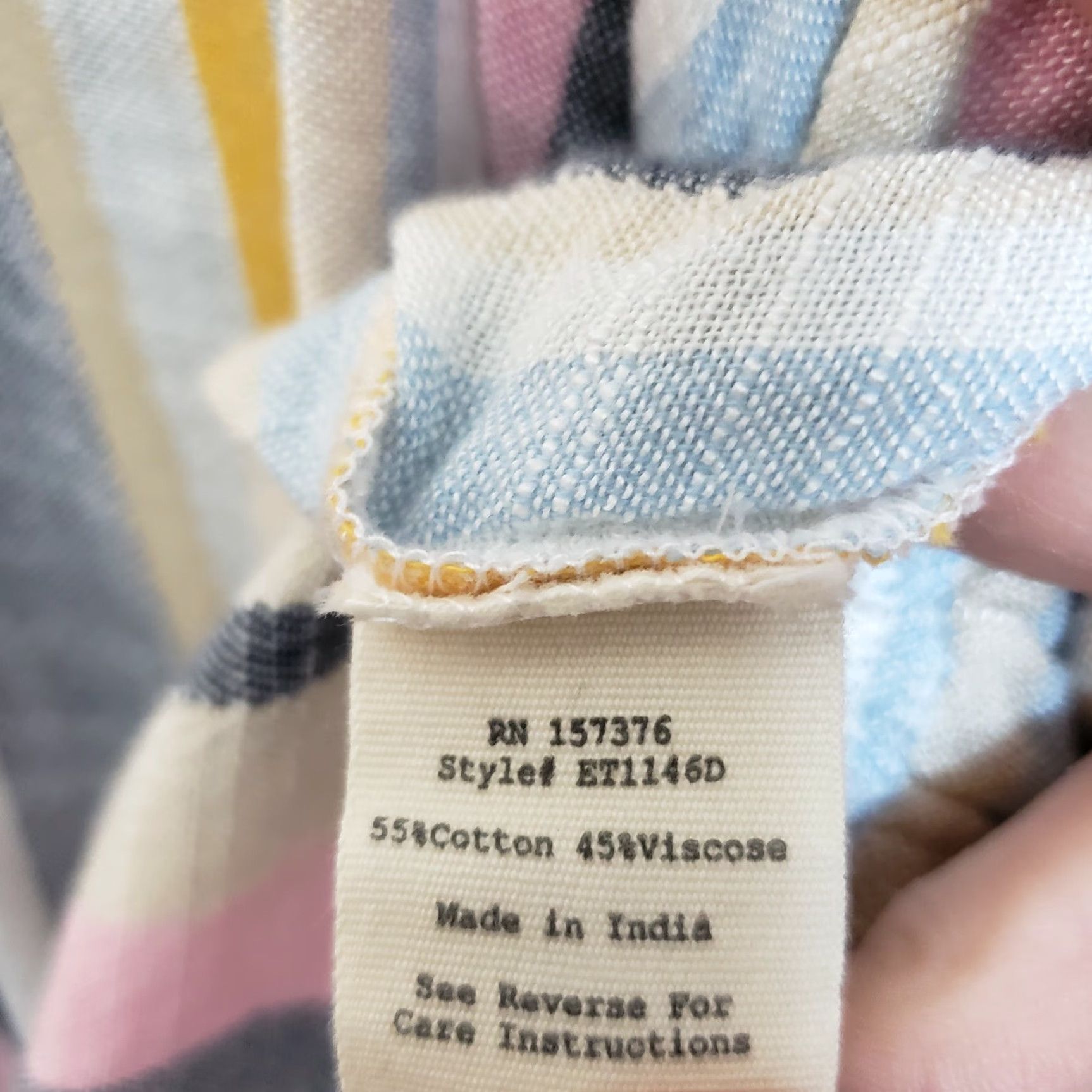 Vintage Evy's Tree Briar Dress Womens Medium Pink Blue Striped Cotton Blend Short Sleeve Pullover Casual Shift Dress Size M / US 6-8 / IT 42-44 - 5 Thumbnail