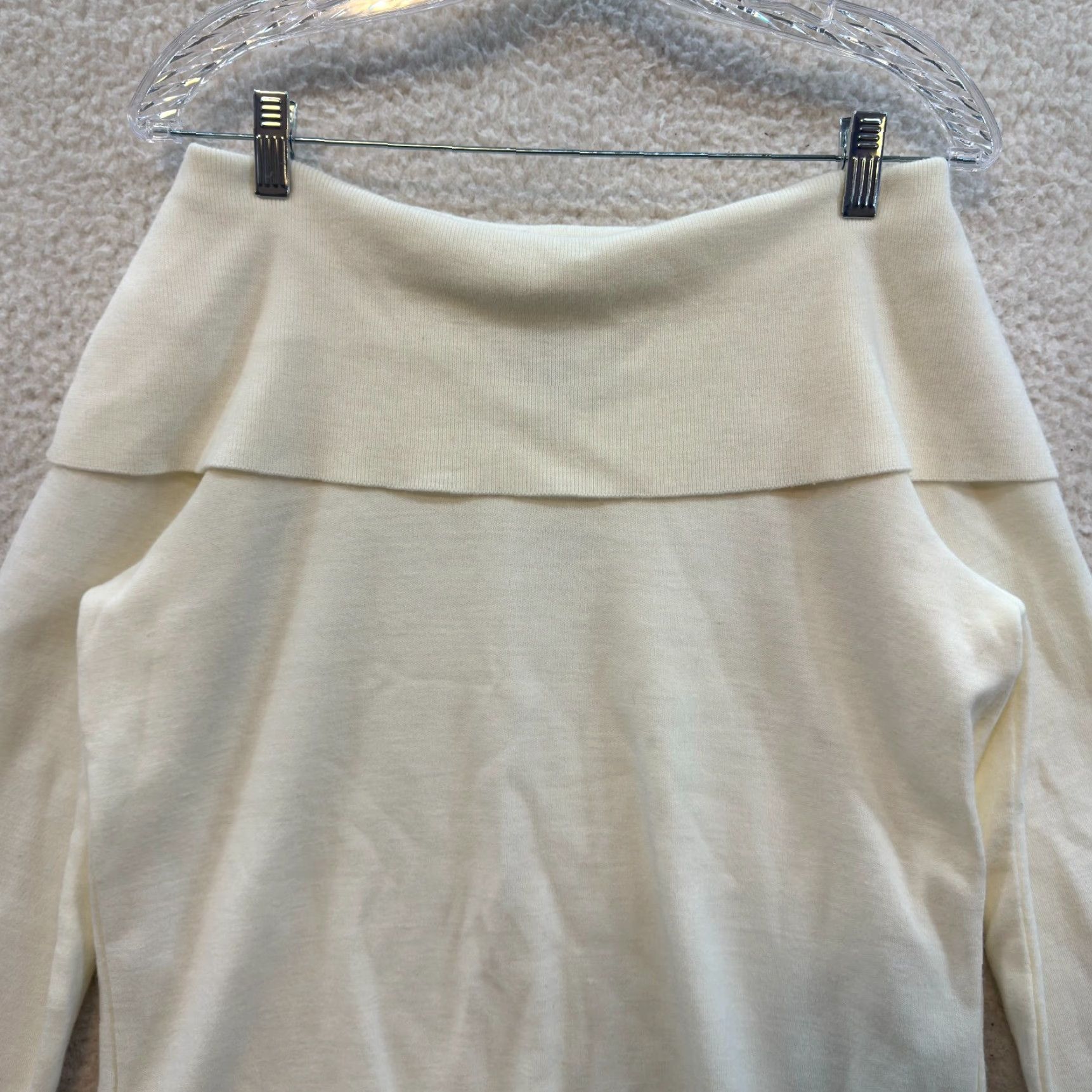 Vintage VINTAGE Off Shoulder Sweater Top Large XL White Cream Ivory Knit Cold Shoulder Women L Sweater Pullover Size L / US 10 / IT 46 - 3 Thumbnail
