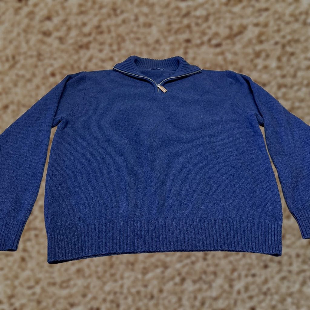 J.Crew VINTAGE J.CREW Sweater Mens XL Blue Lambswool Half Zip Mock Neck Pullover Warm Knit Size US XL / EU 56 / 4 - 1 Thumbnail