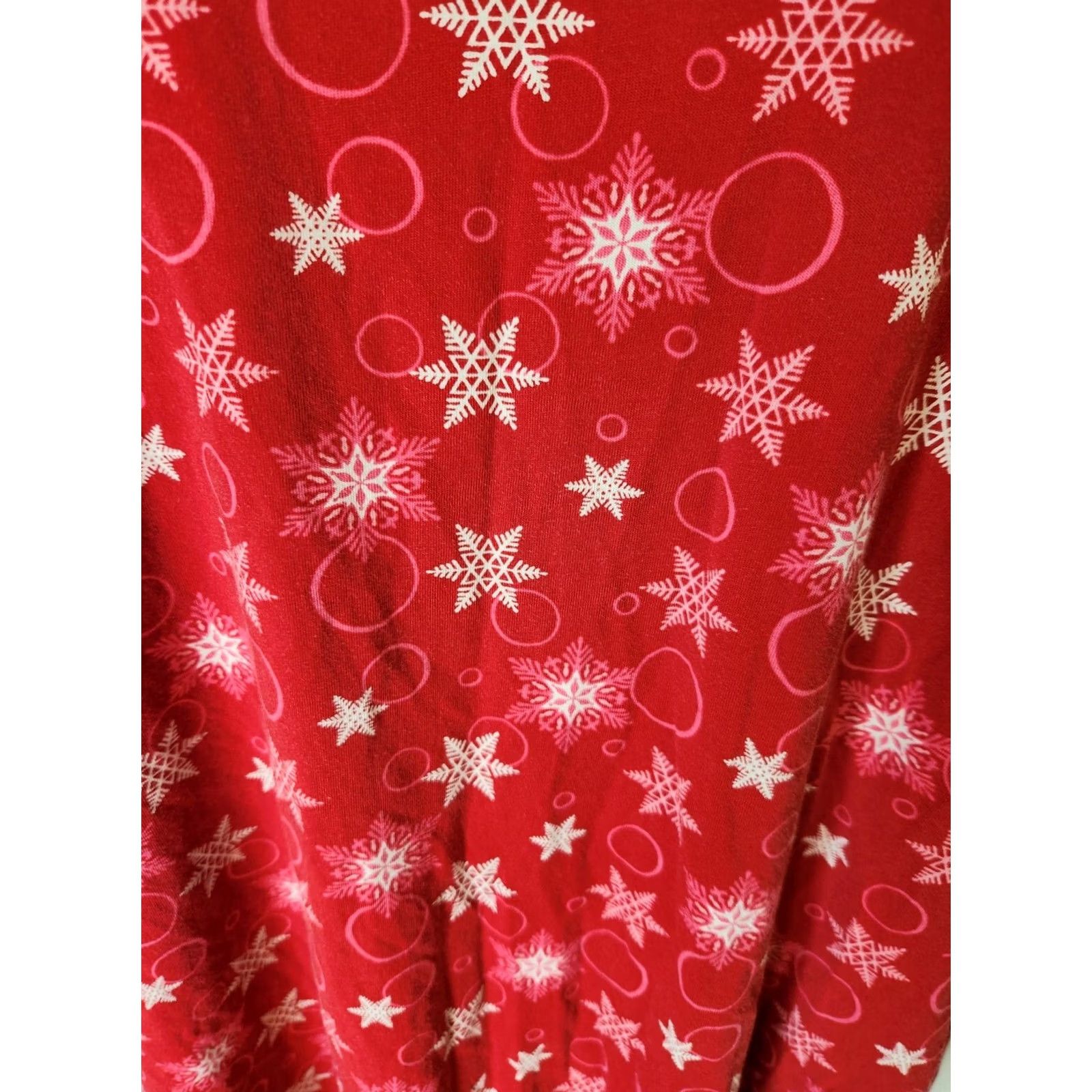 Vintage Cacique Pajama Dress 22 24 Red Snowflake Print Holiday Sleepwear Size 3XL / US 20-22 - 3 Thumbnail