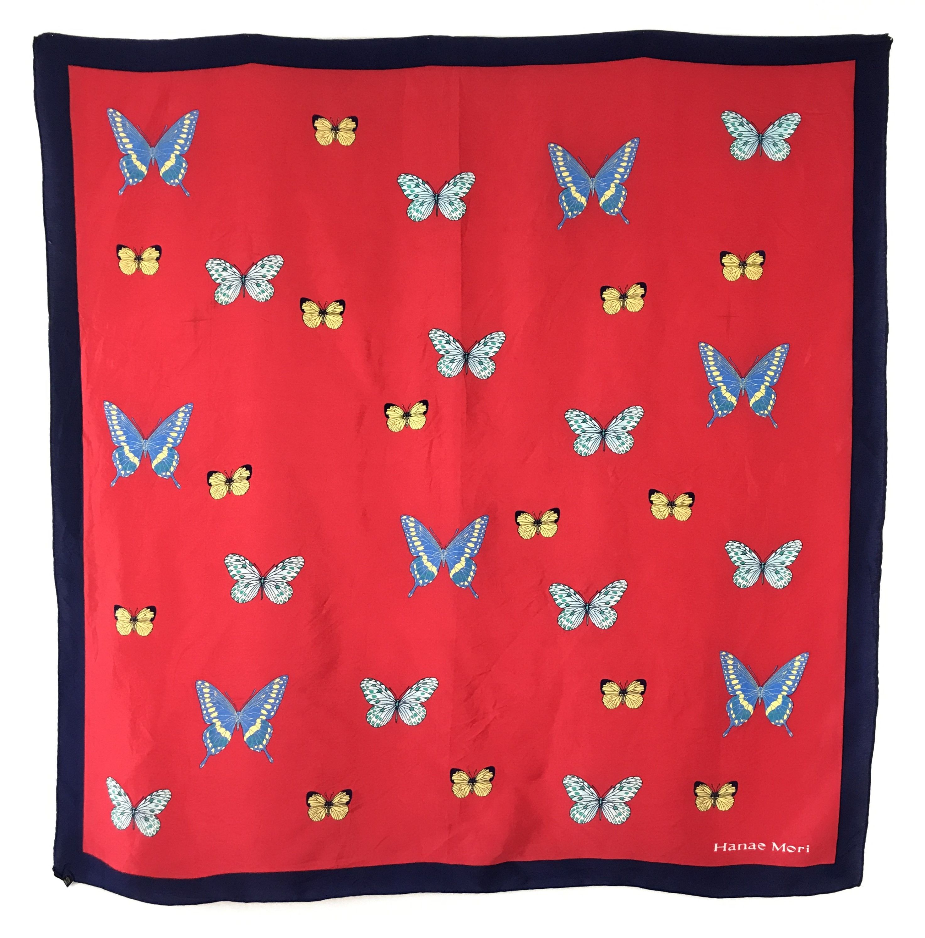 Vintage Hanae Mori Butterfly Printed Silk Scarf