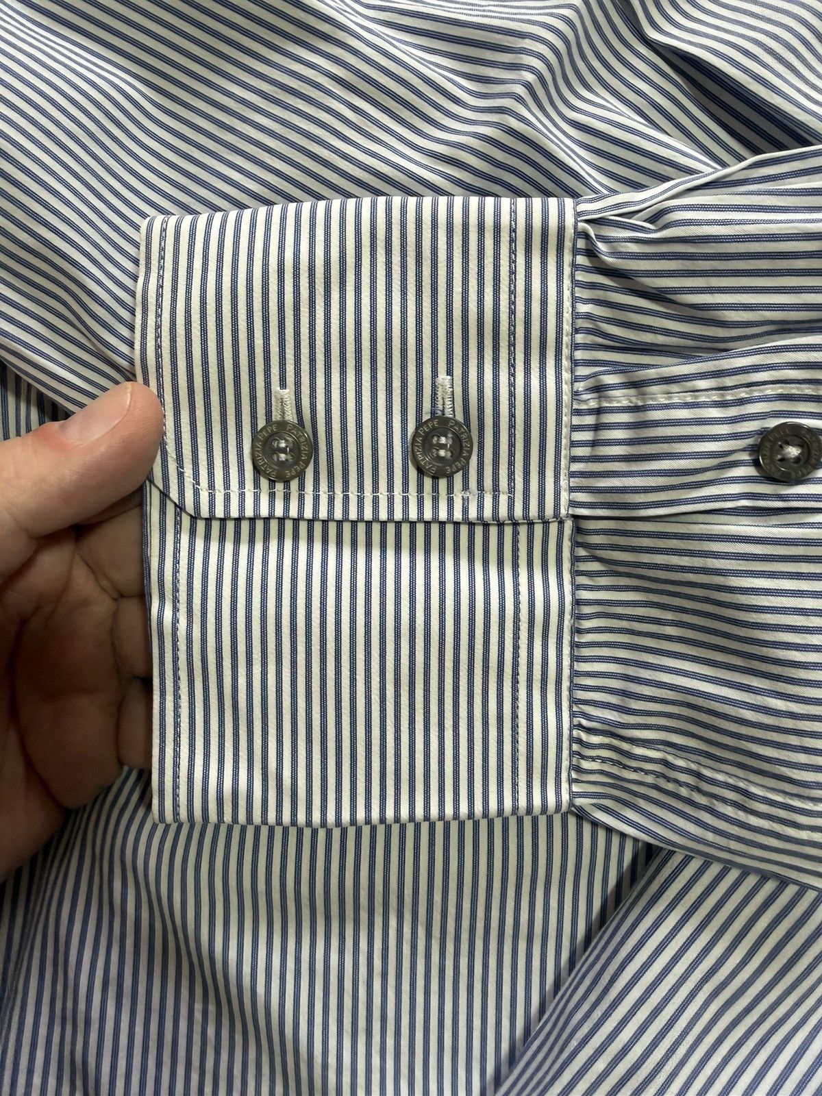 Patrizia Pepe Patrizia Pepe Blue and white Stripped Shirt Size US L / EU 52-54 / 3 - 7 Thumbnail