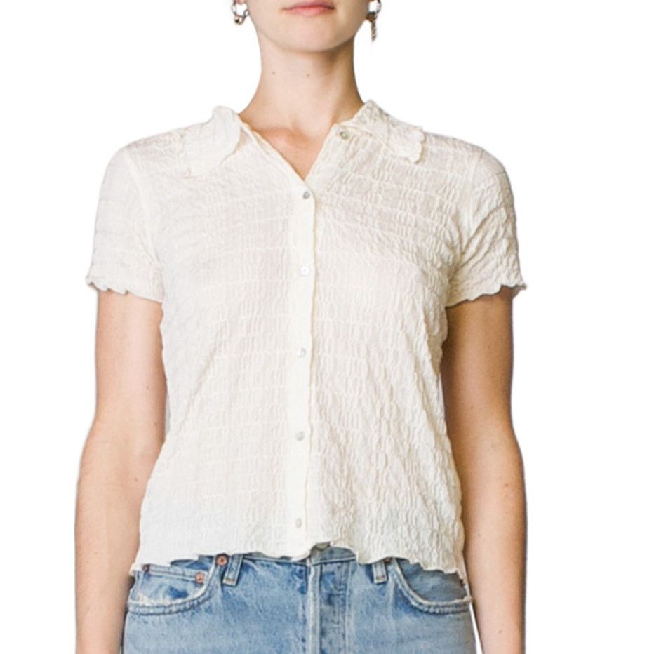 Vince Vince Ruched Striped Button Shirt L Designer MInimalist Size L / US 10 / IT 46 - 1 Thumbnail