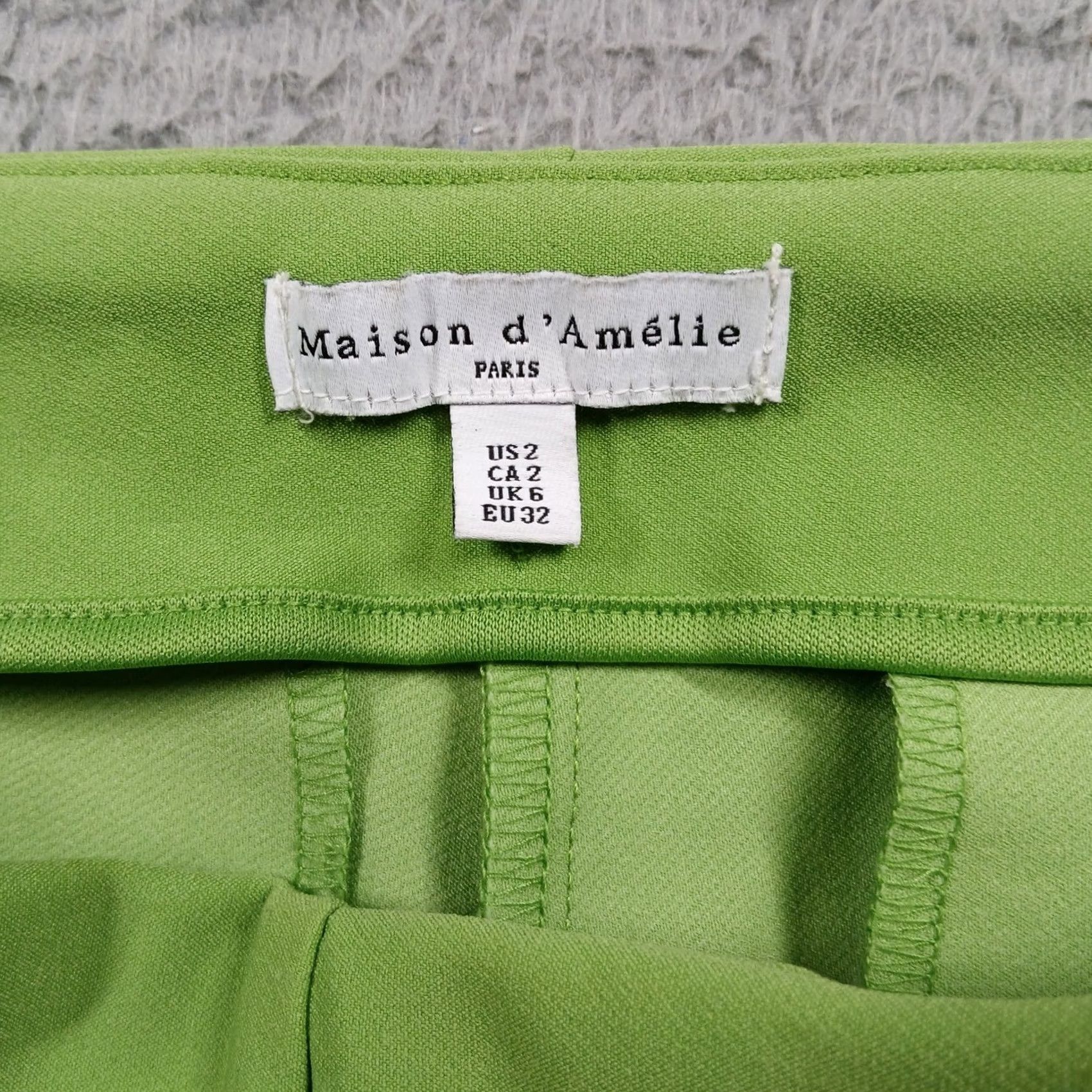 Vintage Maison d'Amélie Paris Women's Ankle Trousers Size 2 Lime Green Chartreuse EUC Size 26" / US 2 / IT 38 - 6 Thumbnail