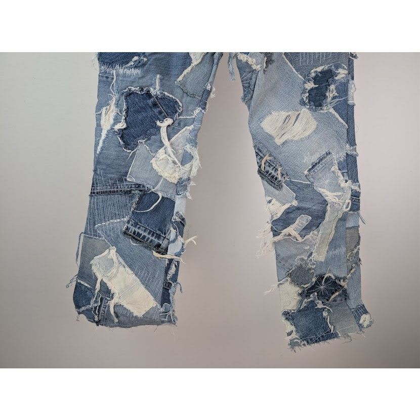 Gallery Dept. o1rshd1 Logan Distressed Patchwork Denim Jeans in Indigo Size US 32 / EU 48 - 13 Thumbnail