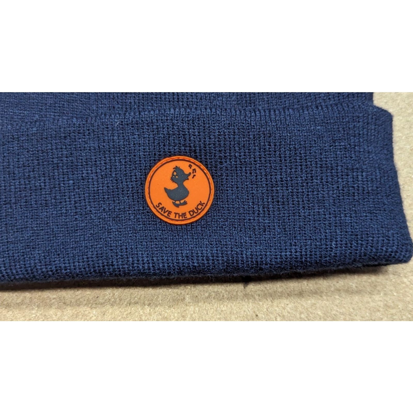 Save The Duck Save the Duck Beanie Hat One Size Cuffed Stretch Unisex Adults Navy Blue Knit Acrylic Mens Womens Boys Girls Size ONE SIZE - 3 Thumbnail
