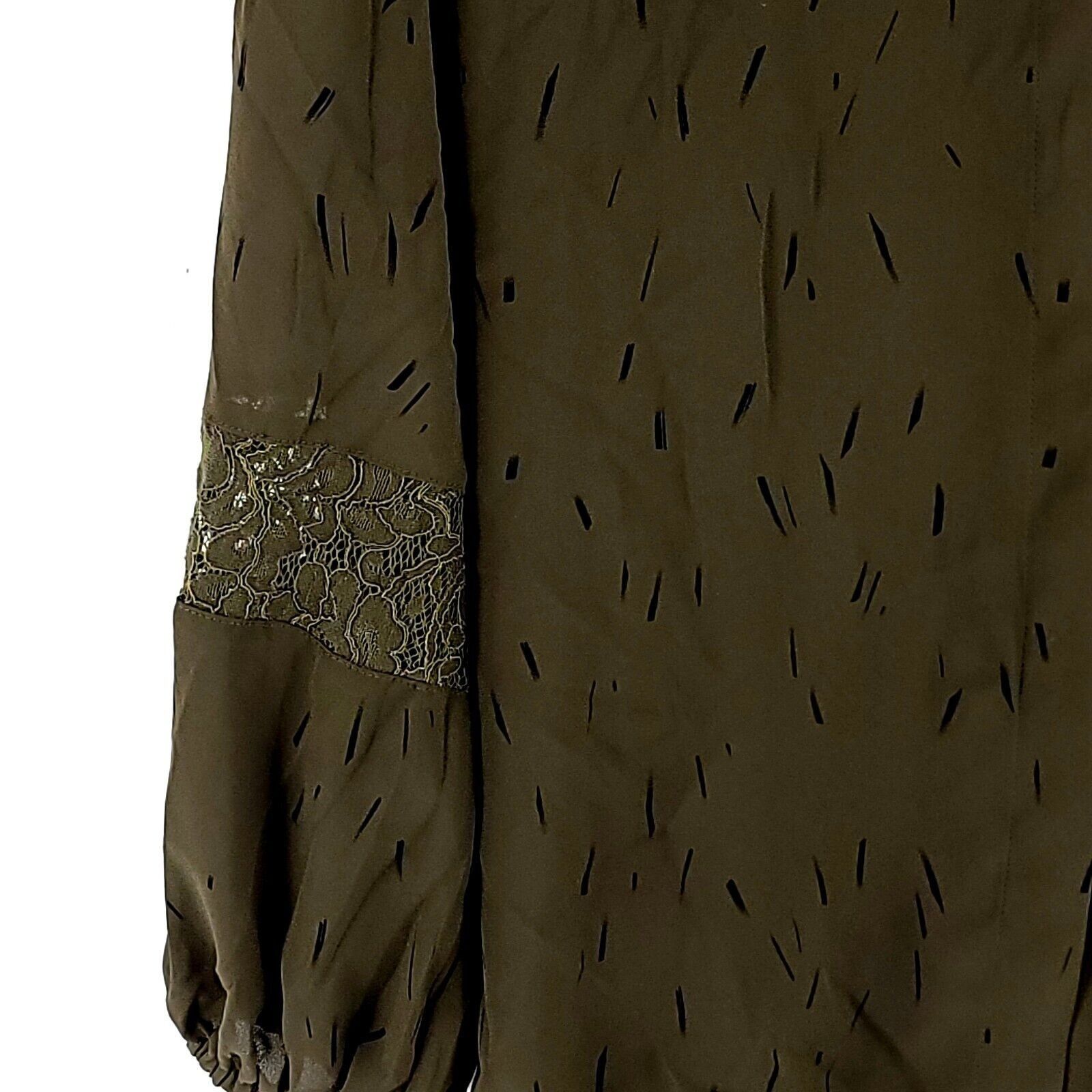 Apt. 9 Apt 9 Green Large Floral Lace V-Neck Polyester Blouse Top Lo Size L / US 10 / IT 46 - 2 Thumbnail