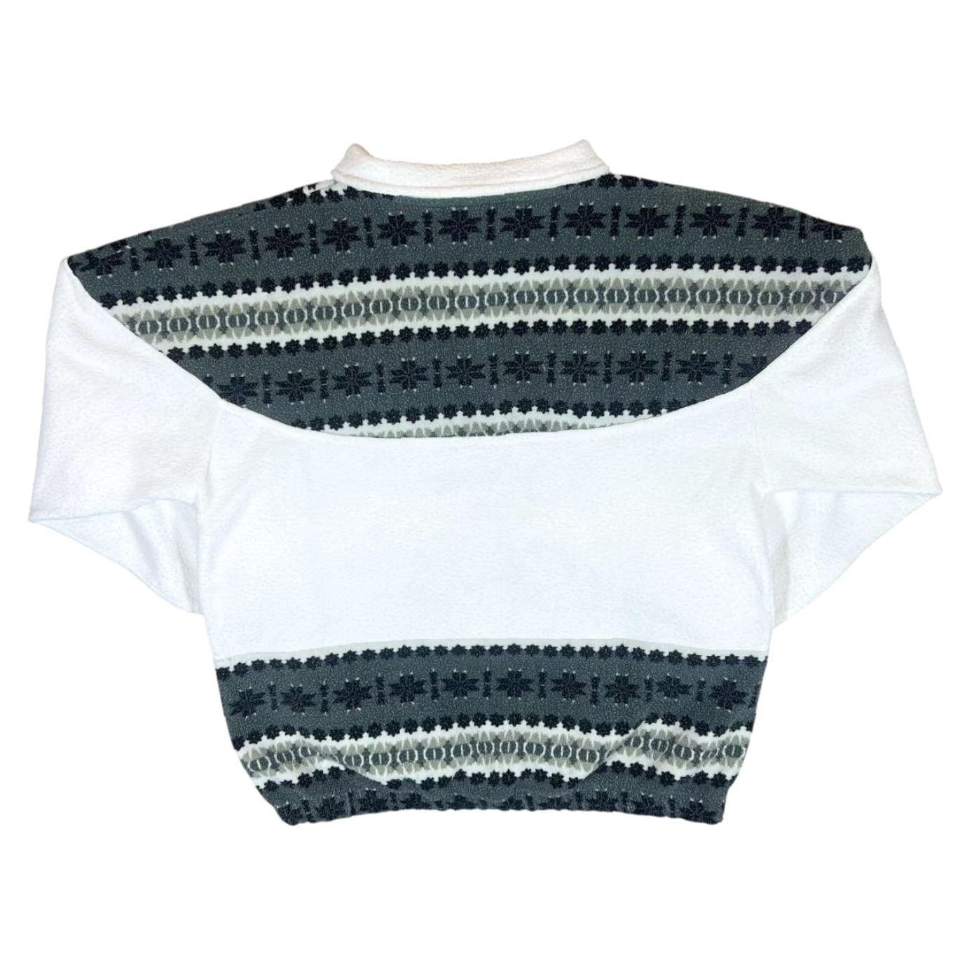Vintage VINTAGE JARDIN DE PROVENCE Patterned 1/4 Button Fleece Sweatshirt Women's 16/18 White/Gray Embroidered Front 90s Pullover Womens Size XXL / US 16-18 / IT 52-54 - 2 Thumbnail