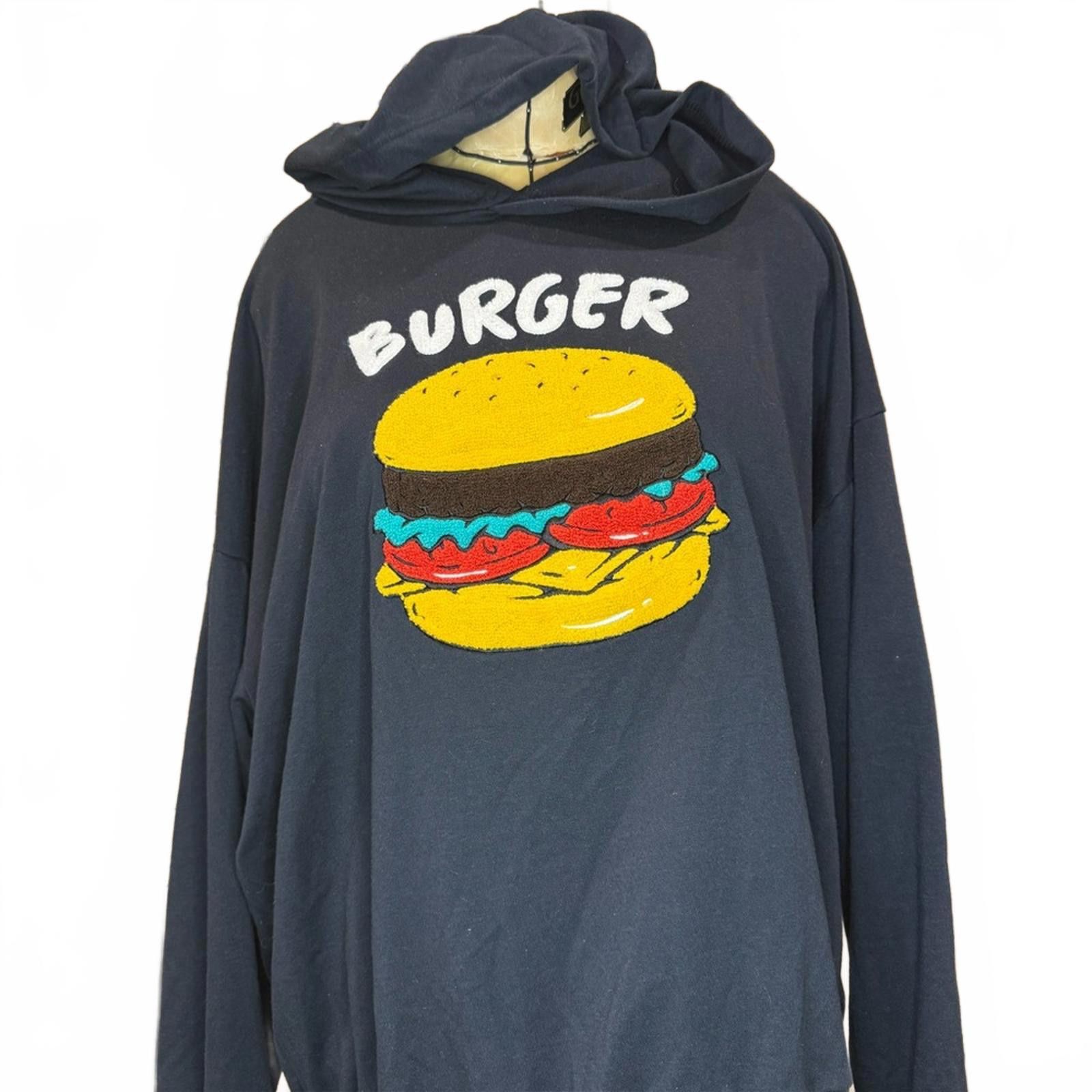 Other Men's Navy Blue “Burger” Graphic Hoodie Size US XL / EU 56 / 4 - 1 Thumbnail