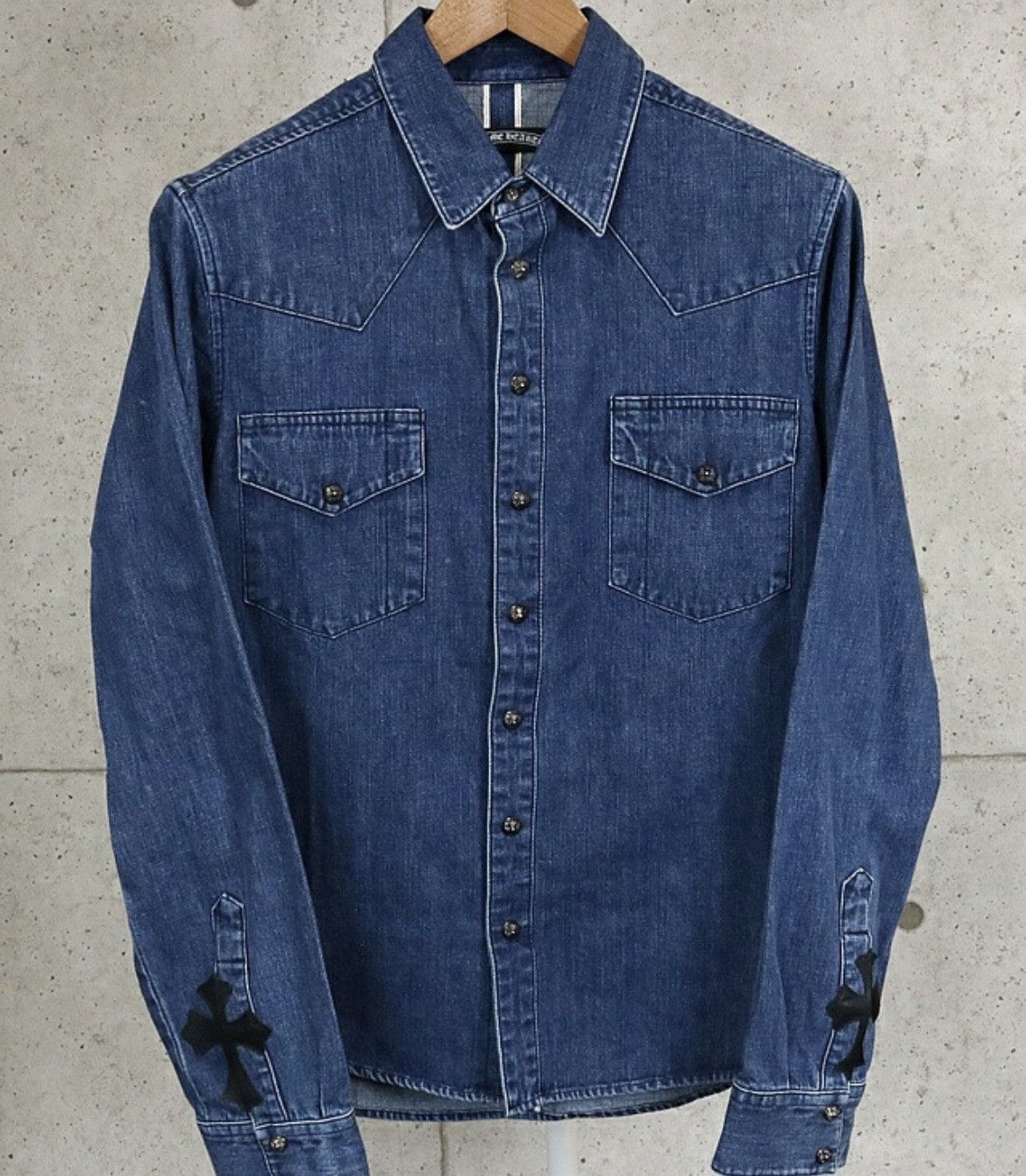 Chrome Hearts Chrome Hearts Leather cross patch western denim shirts Size US L / EU 52-54 / 3 - 1 Thumbnail