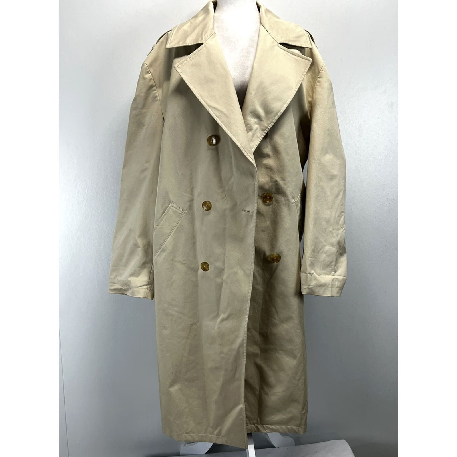 Zara Zara Trench Coat Womens L Belted Vented Plaid Double Breasted Classic Old Money City Academia Size L / US 10 / IT 46 - 5 Thumbnail
