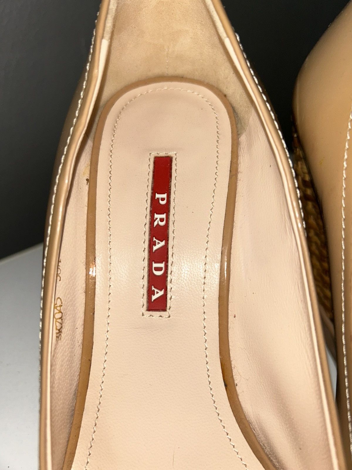 Prada Prada Espadrilles Nude Patent Leather Peep-Toe Wedges s 36.5 Size US 6.5 / IT 36.5 - 2 Thumbnail