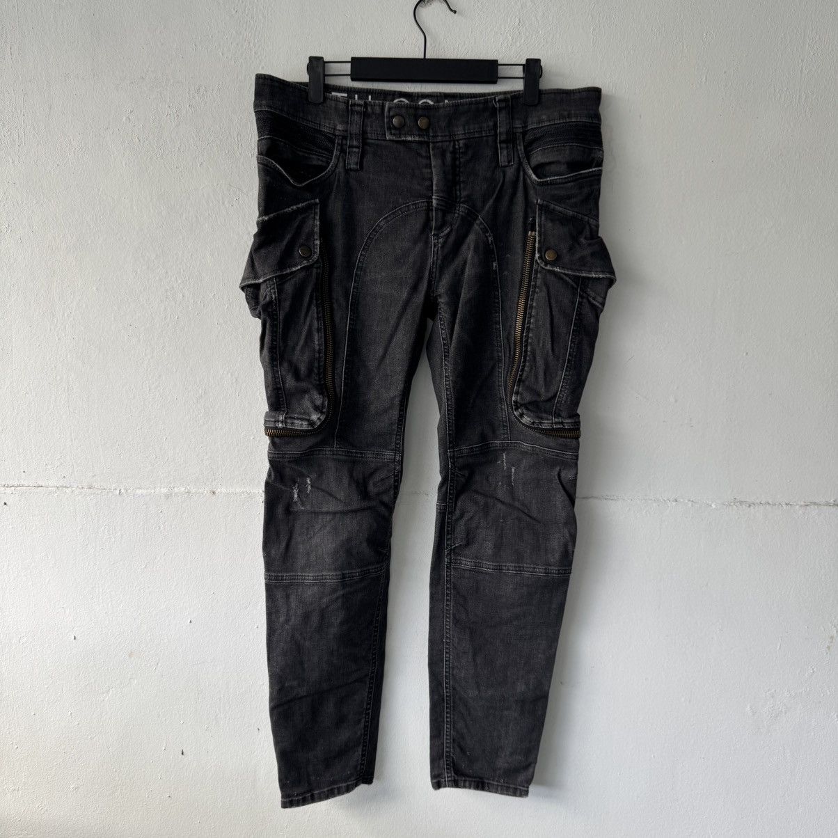 Faith Connexion Cargo zipper biker stone wash jeans Size US 34 / EU 50 - 1 Thumbnail