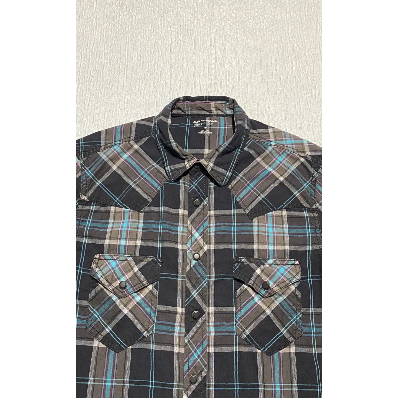 Vintage Arizona Shirt Mens M Plaid Pearl Snap Casual Western Cowboy Size US M / EU 48-50 / 2 - 2 Thumbnail