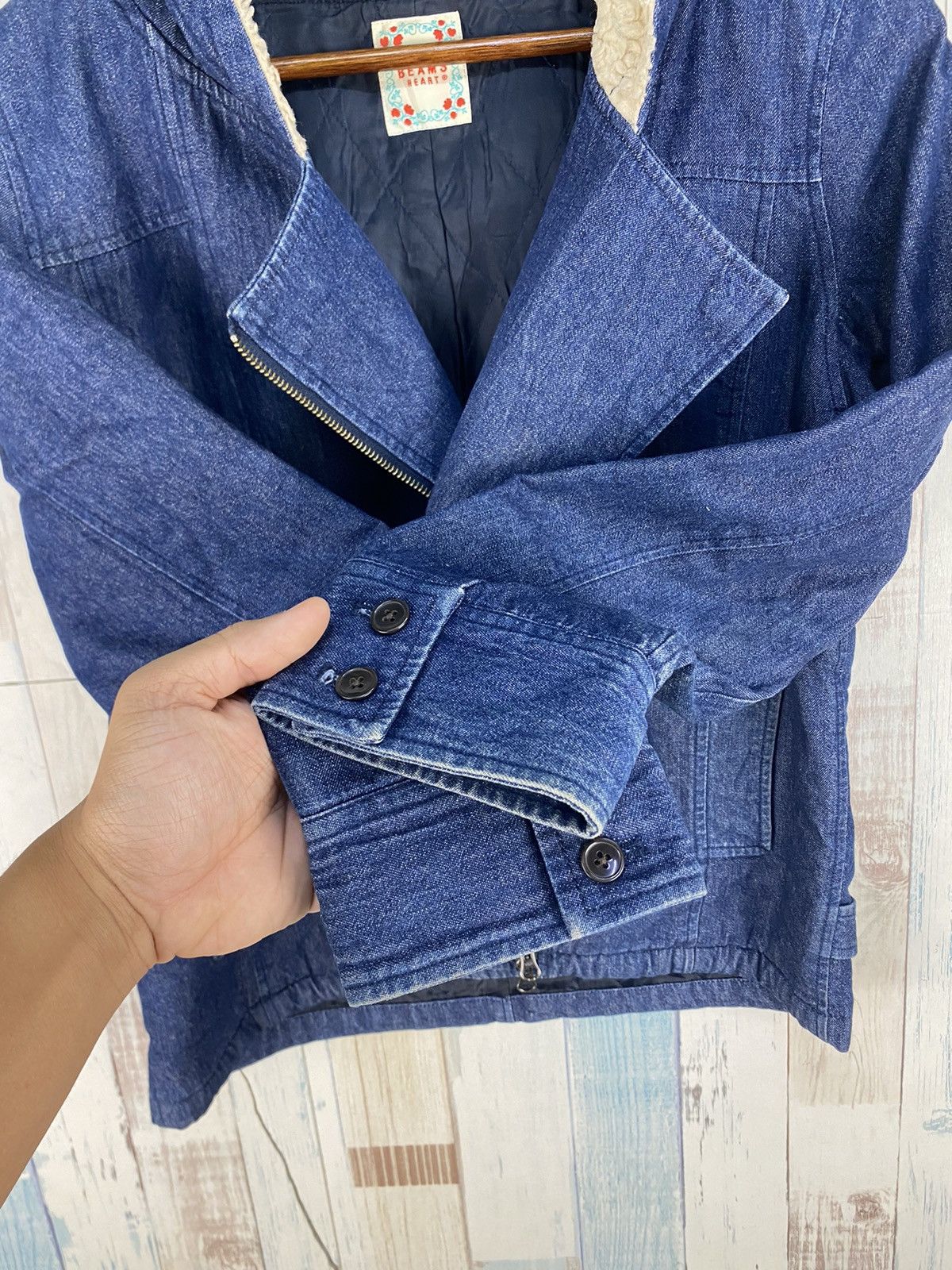 Beams Plus Beams Heart Double Collar Denim Hoodie Size M / US 6-8 / IT 42-44 - 7 Thumbnail