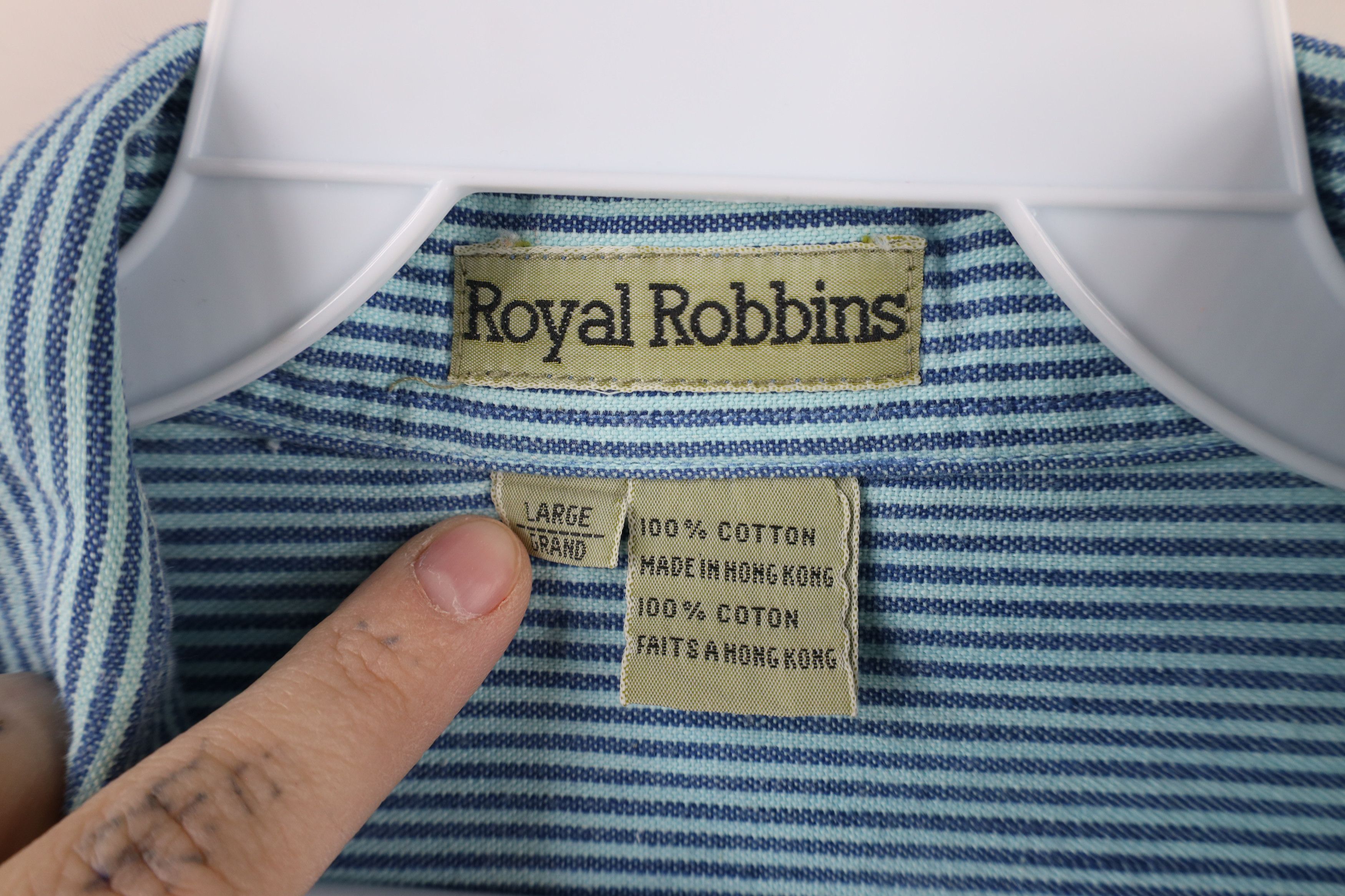 Royal Robbins × Vintage Vintage 90s Royal Robbins Striped Collared Button Shirt Size US L / EU 52-54 / 3 - 6 Thumbnail