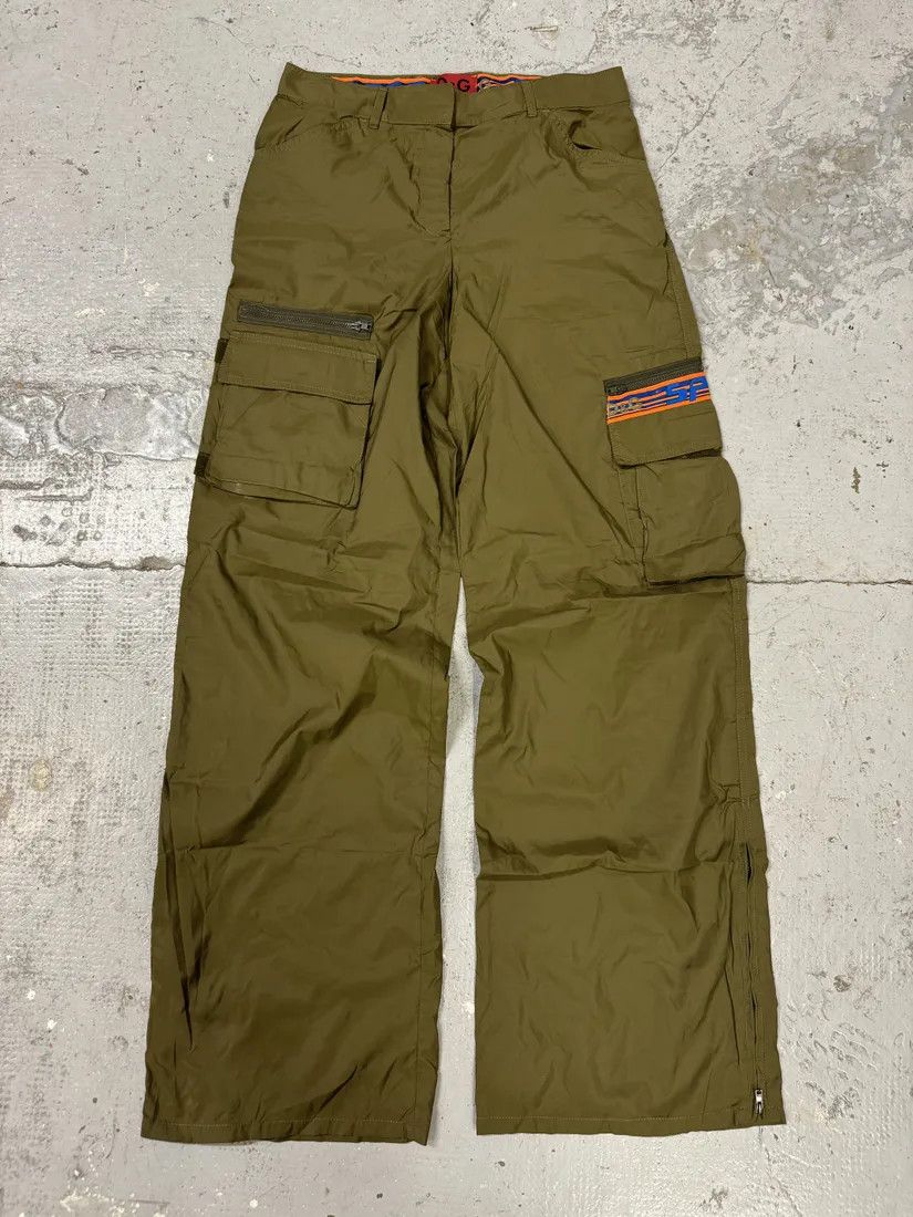 Designer × Dolce & Gabbana × Vintage 2000s Dolce & Gabbana Green & Orange Nylon Cargo Pants Size US 31 - 6 Thumbnail