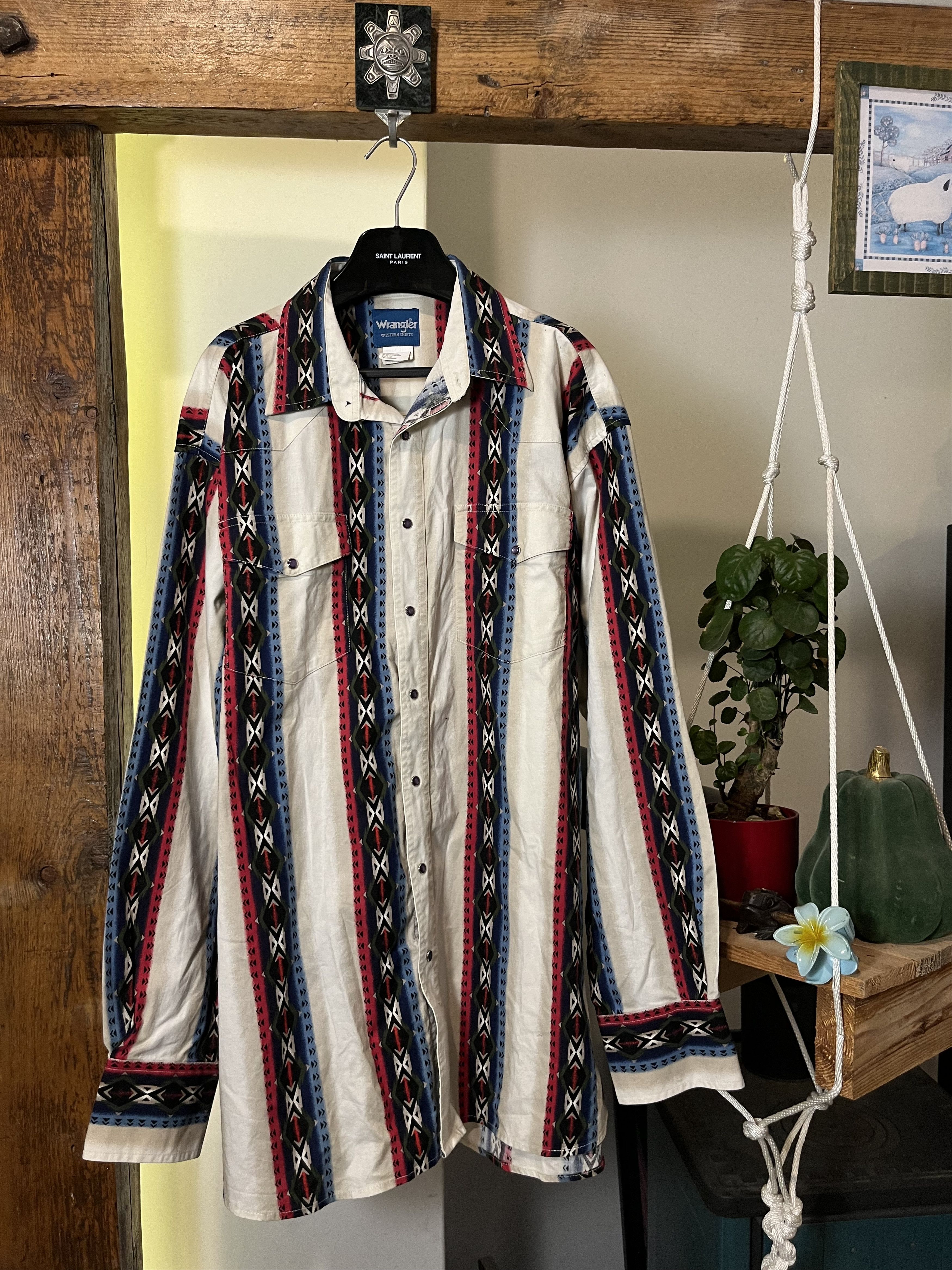 Cowboy Equipment × Vintage × Wrangler 90s Wrangler Western Shirts Rodeo Cowboy Shirt Size US XXL / EU 58 / 5 - 1 Thumbnail