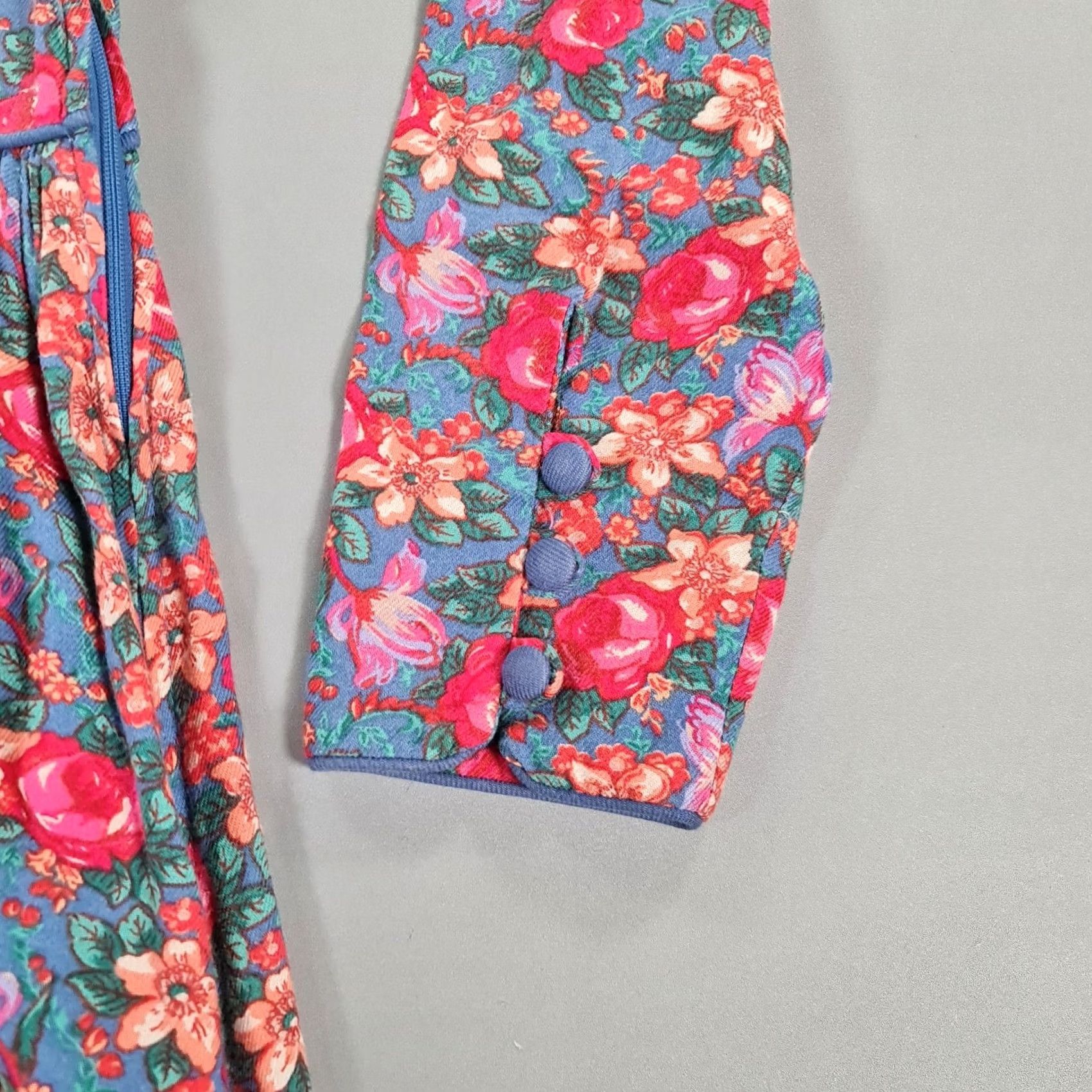 Laura Ashley VINTAGE Laura Ashley Dress UK 12 Blue Pink Floral Roses Summer 90s Pleated Womens Size XL / US 12-14 / IT 48-50 - 7 Thumbnail