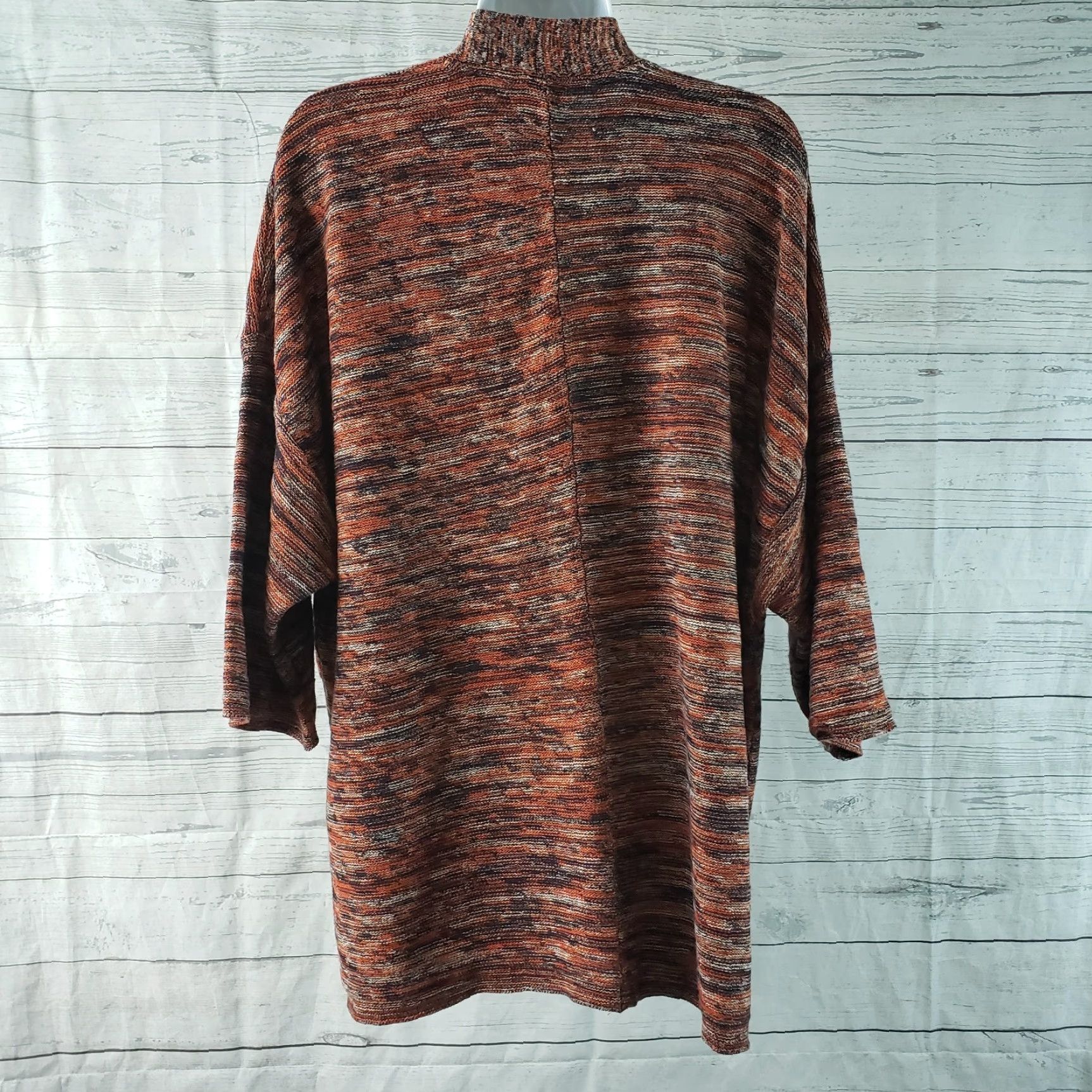 J. Jill PureJill Womens Pullover Sweater Sz M Orange V-Neck 3/4 Sleeve Cotton Blend Jumper Shirt Womens Size M / US 6-8 / IT 42-44 - 4 Thumbnail