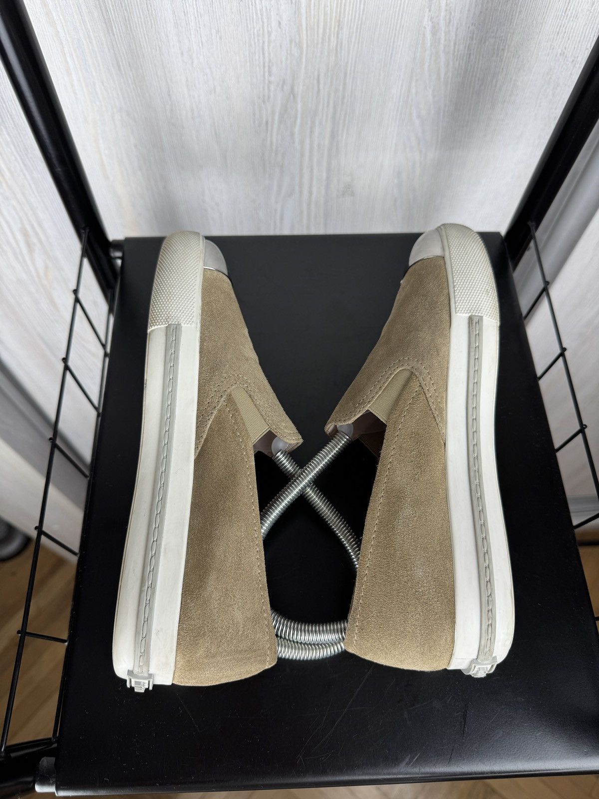 Miu Miu MIU MIU PRADA Beige Suede GRAY TRIM METAL CAP TOE LOAFERS 36 Size US 6 / IT 36 - 9 Thumbnail