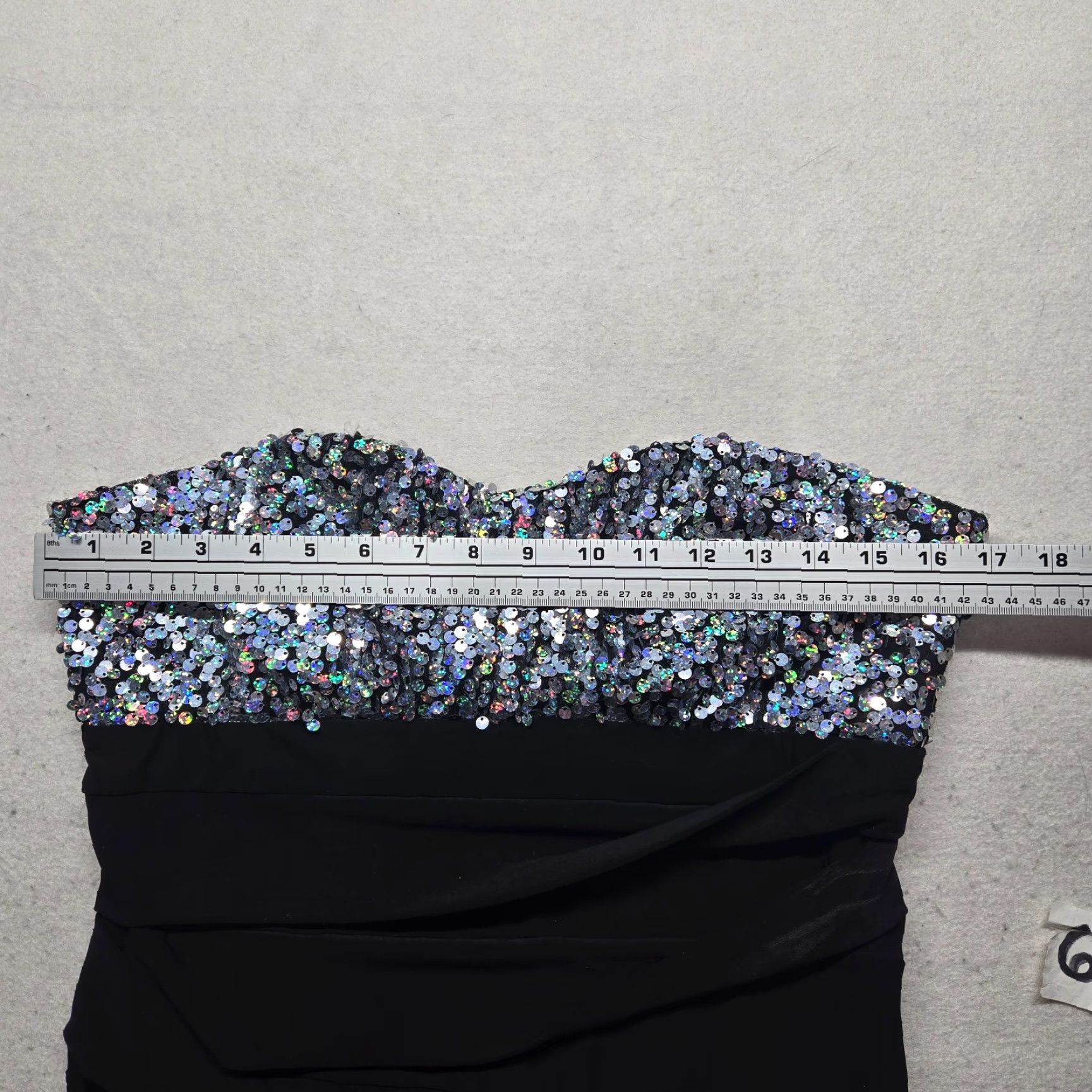 Vintage Deb Tank Dress VTG Y2K Deb Shiny Sequin Black Strapless XL Women's Party/Cocktail Dress Size XL / US 12-14 / IT 48-50 - 5 Thumbnail