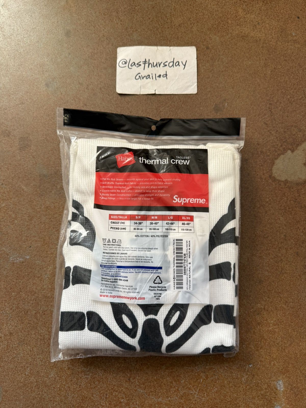 Hanes × Supreme Supreme x Hanes Bone Skeleton Thermal White Small Size US S / EU 44-46 / 1 - 9 Thumbnail
